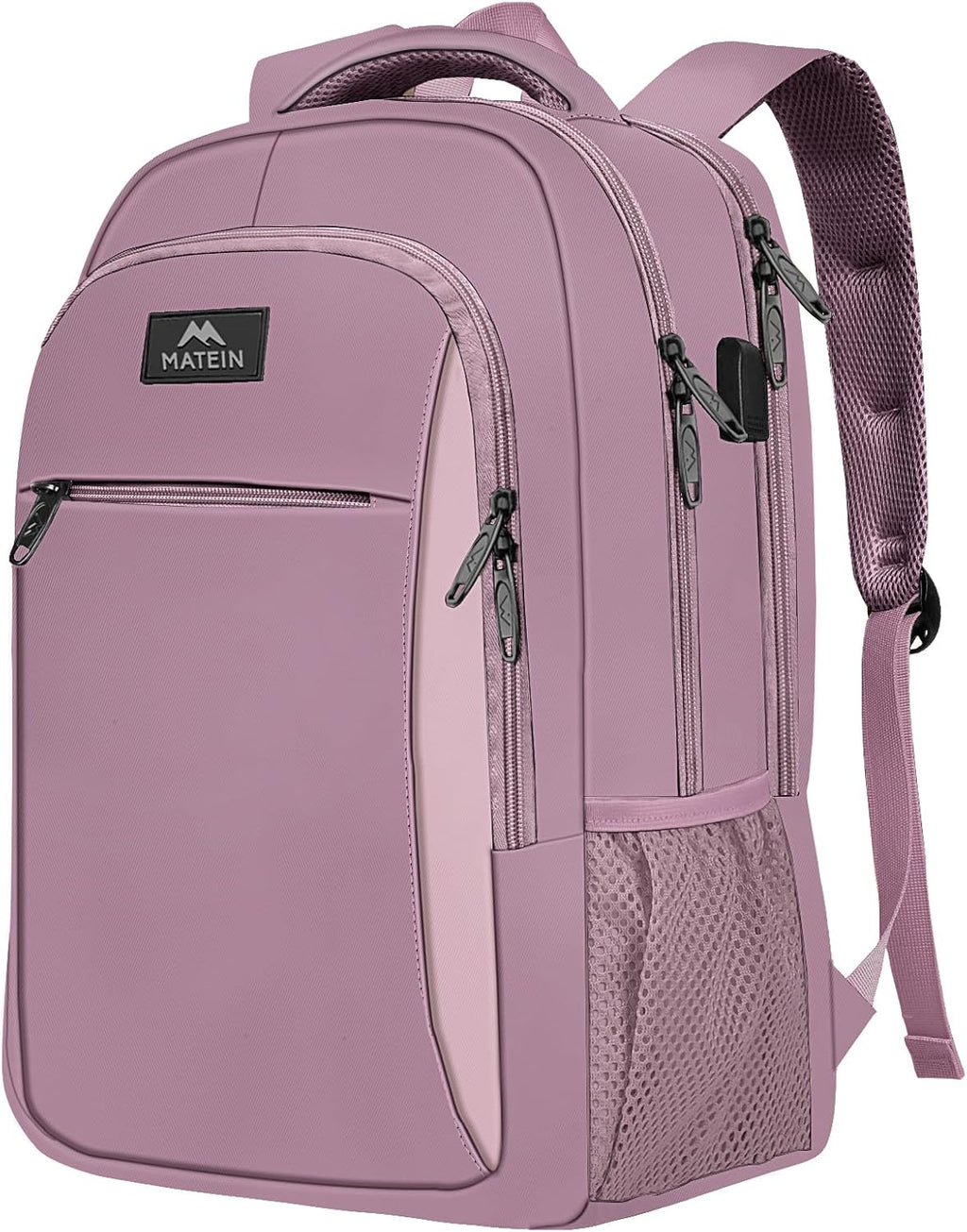 MATEIN Travel Laptop Backpack, Business Anti Theft Slim Sturdy Laptops Backpack with USB Charging Port, Water Resistant College School Computer Bag Gift for Men & Women Fits 15.6 Inch Notebook, Grey