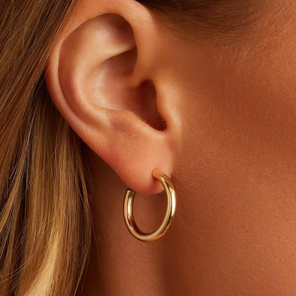 Gold Hoop Earrings Set for Women, 12 Pairs Hypoallergenic Large/Big Thin Thick Gold Hoops Earrings Loop Pack for Jewelry Gift 40mm/50mm