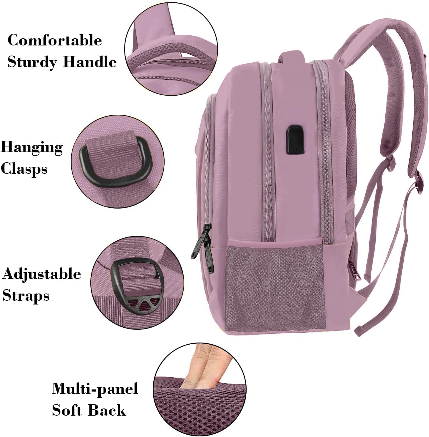 MATEIN Travel Laptop Backpack, Business Anti Theft Slim Sturdy Laptops Backpack with USB Charging Port, Water Resistant College School Computer Bag Gift for Men & Women Fits 15.6 Inch Notebook, Grey