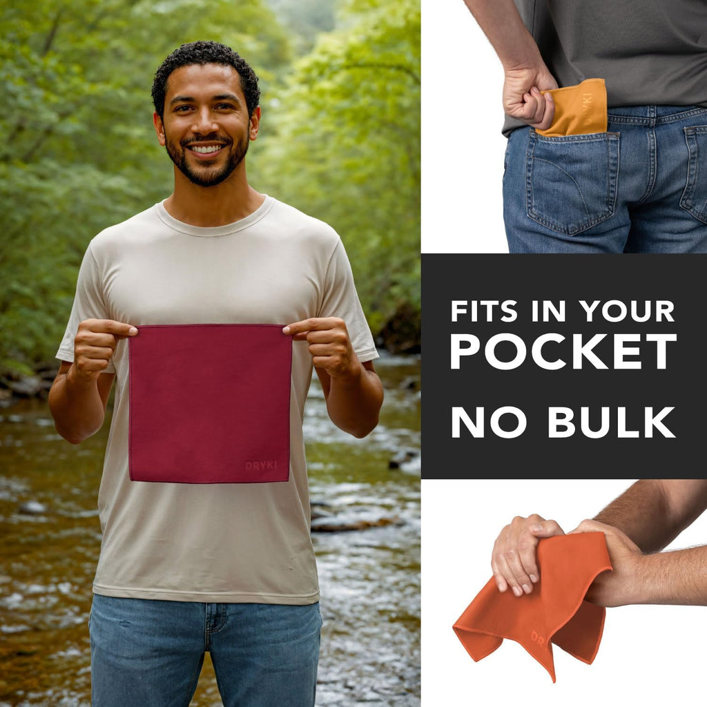 Sweat Absorbing Handkerchiefs - The Original Pocket-Sized Sweat Towels - Quick-Dry Microfiber Sweat Rags for Face, Hands, & Body - Men & Women - Gym, Sports, and Work (Black: 5 Pack)