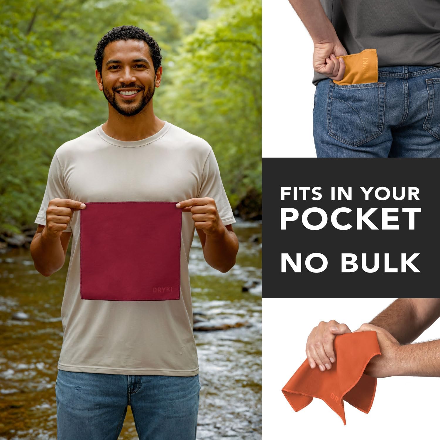 Sweat Absorbing Handkerchiefs - The Original Pocket-Sized Sweat Towels - Quick-Dry Microfiber Sweat Rags for Face, Hands, & Body - Men & Women - Gym, Sports, and Work (Black: 5 Pack)