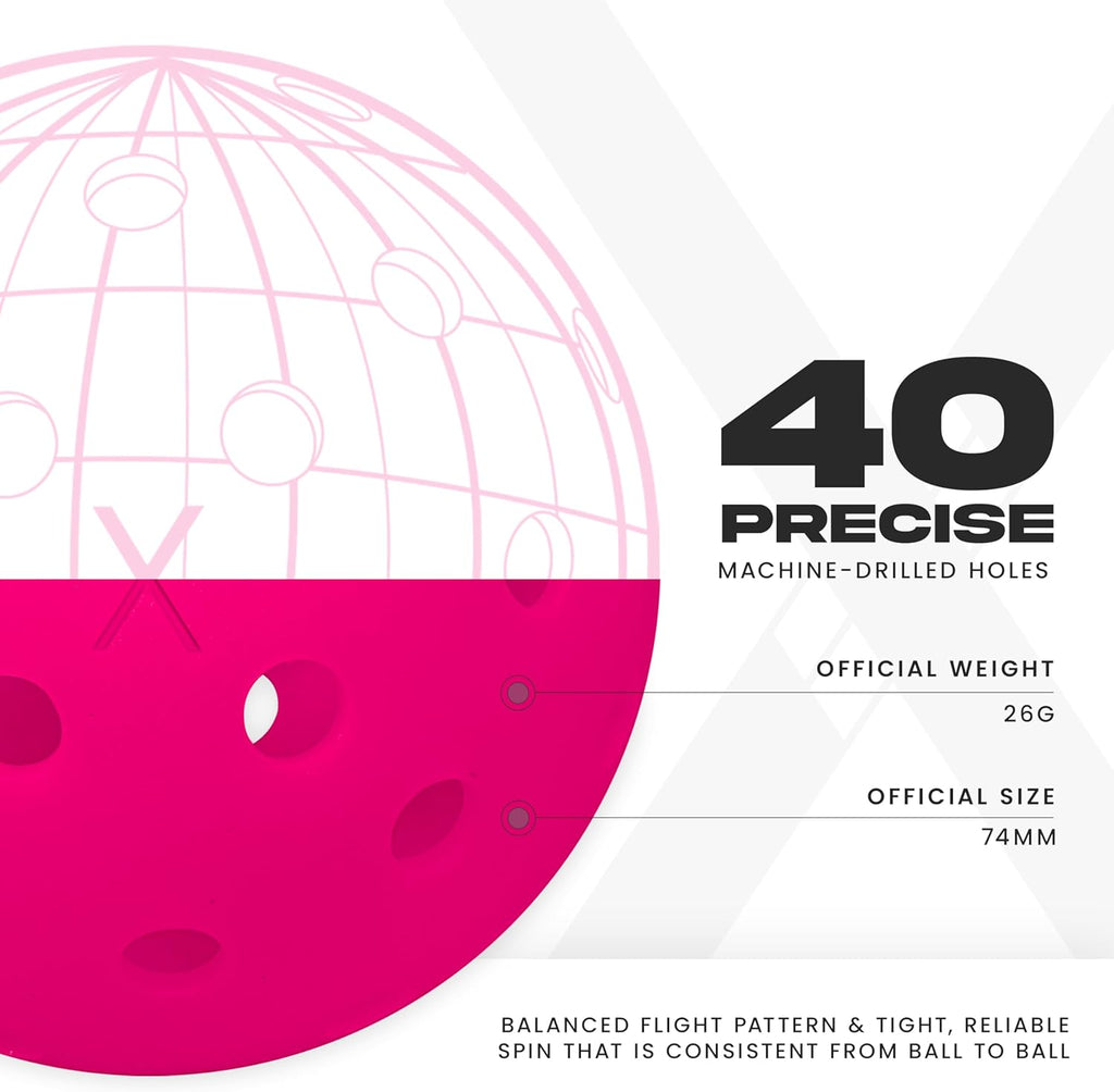 Franklin Sports X-40 Outdoor Pickleballs - Official Ball of USA Pickleball, APP Tour + US Open - Regulation Size