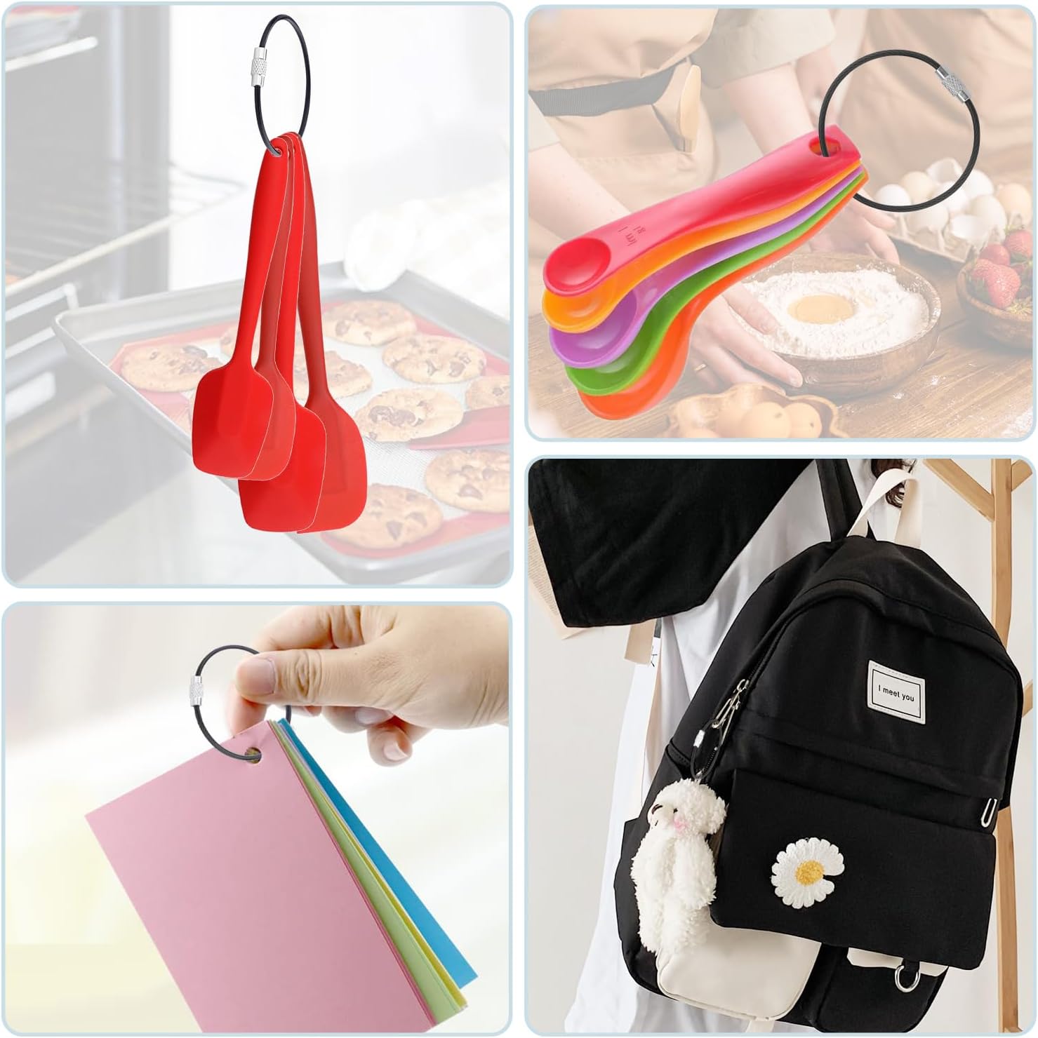 CooBigo 16 Pack Stainless Steel Loops 2mm Coated Wire Keychain Cable Large Keyrings 6 inch Key Chain for Luggage Tags, Key Tags, Keyrings, Kitchen utensils, Duster-Assorted Colors