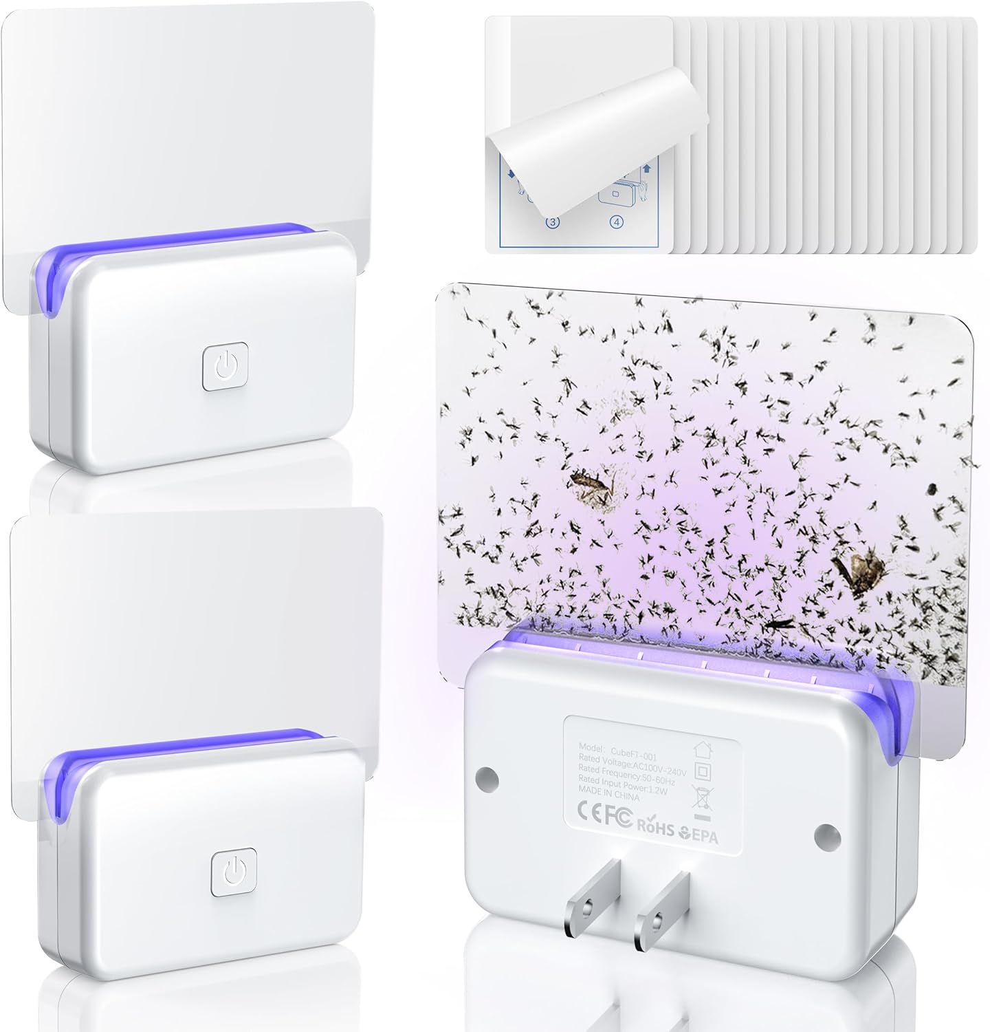 2 Pcs Fruit Fly Traps for Indoors (2 Device+10 Refills) Plug in UV Light Fly Trap for Gnats, Fruit Flies, Flying Insects Sleek Design Indoor Safe