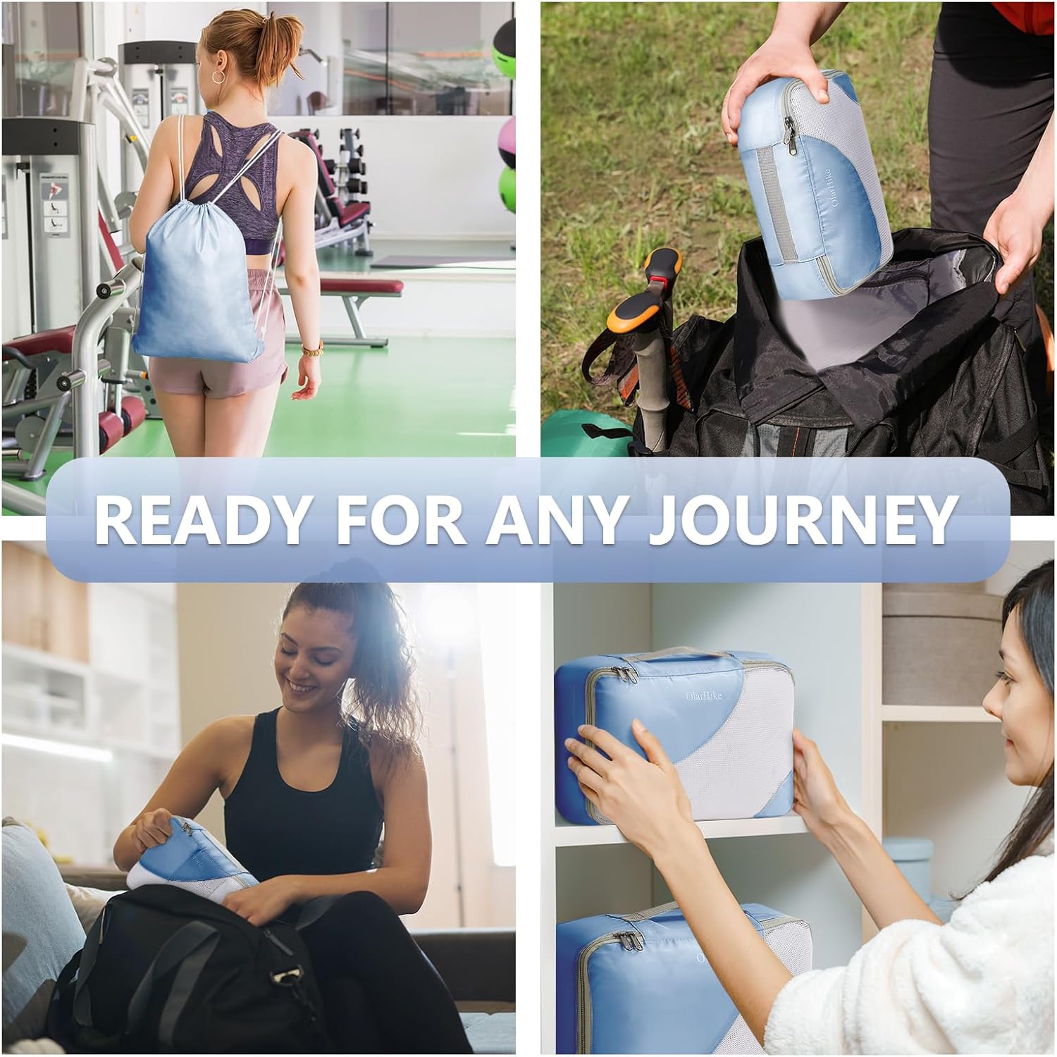 10 Set/8 Set Packing Cubes for Travel, Gifts for Women Mom,Anti-Tearing Suitcase Organizer for Luggage with Shoe & Hanging Toiletry Bag,OlarHike Vacation Essentials & Accessories for Cruise Ship,Cream