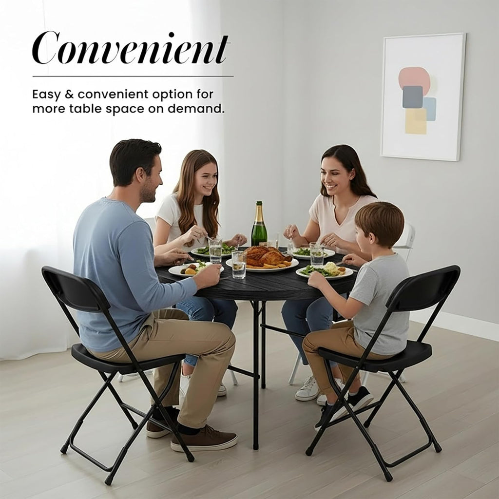 6 Feet Foldable Table with Built in Handle & Steel Legs | Heavy Duty Portable | Perfect for Party, Dining, Wedding, Events, Picnic Indoor, Outdoor, Camping, Utility, Folding