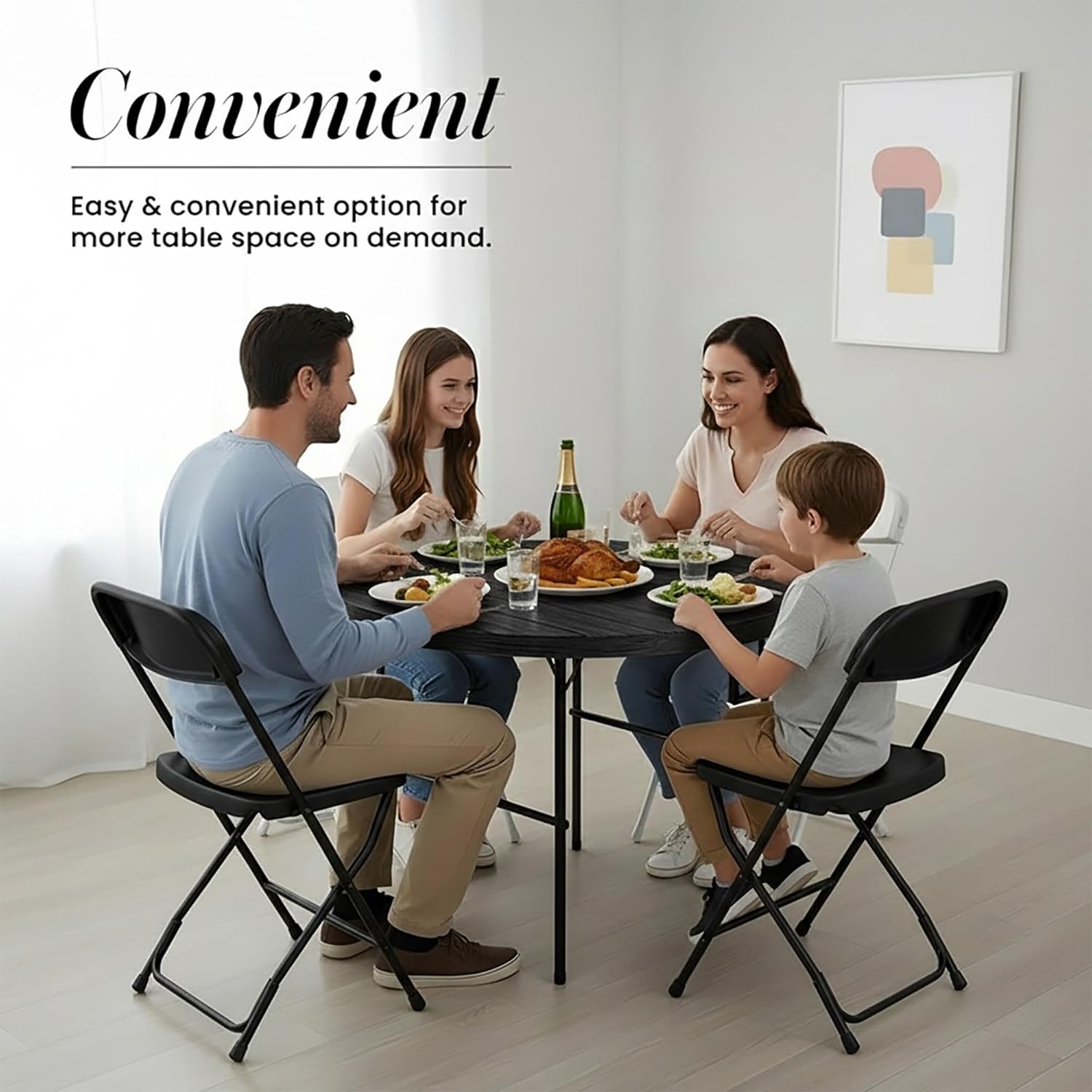 6 Feet Foldable Table with Built in Handle & Steel Legs | Heavy Duty Portable | Perfect for Party, Dining, Wedding, Events, Picnic Indoor, Outdoor, Camping, Utility, Folding