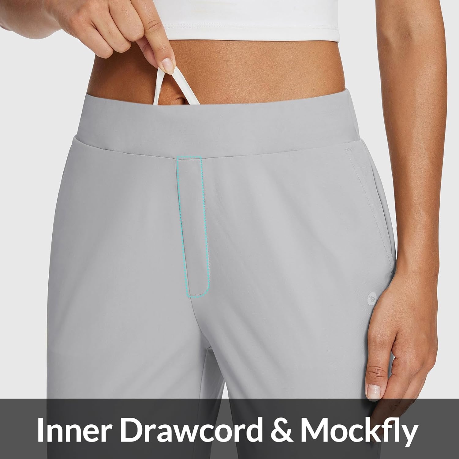 baleaf Womens Travel Pants Lightweight Stretch with Zipper Pockets Petite Ankle Dressy Golf Work Business Casual Slacks