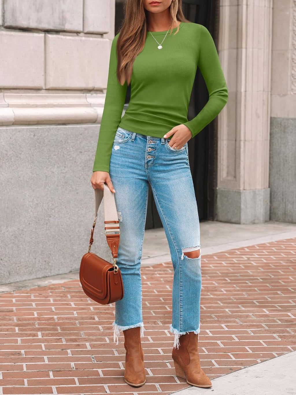 AUTOMET Long Sleeve Shirts Blouses Fall Fashion Ribbed Basic Tops Winter Clothes