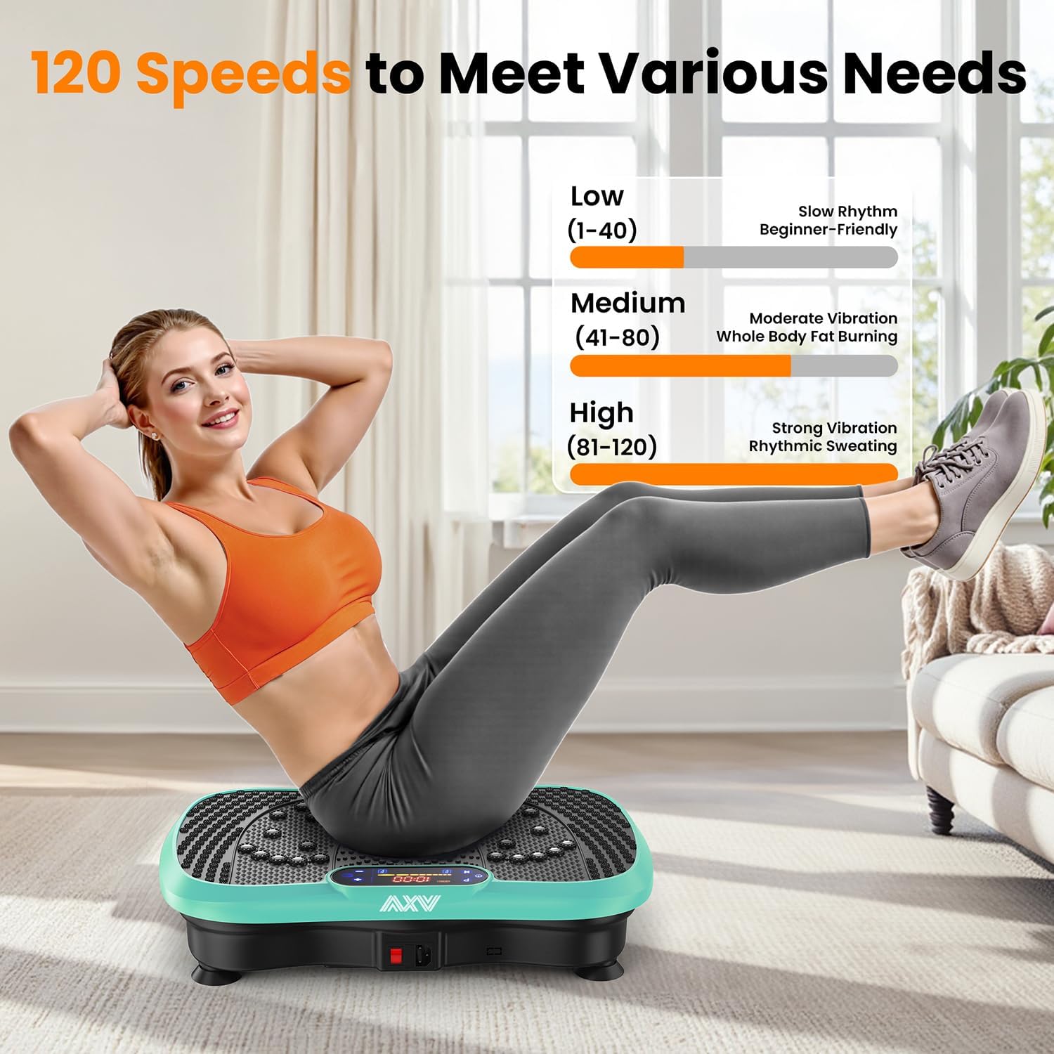 AXV Vibration Plate Fitness Platform Exercise Machine Vibrating Shaking Full Body Shaker Workout Vibrate Stand Shake Board Sport Gym for Weight Loss Fat Burner for Women Men