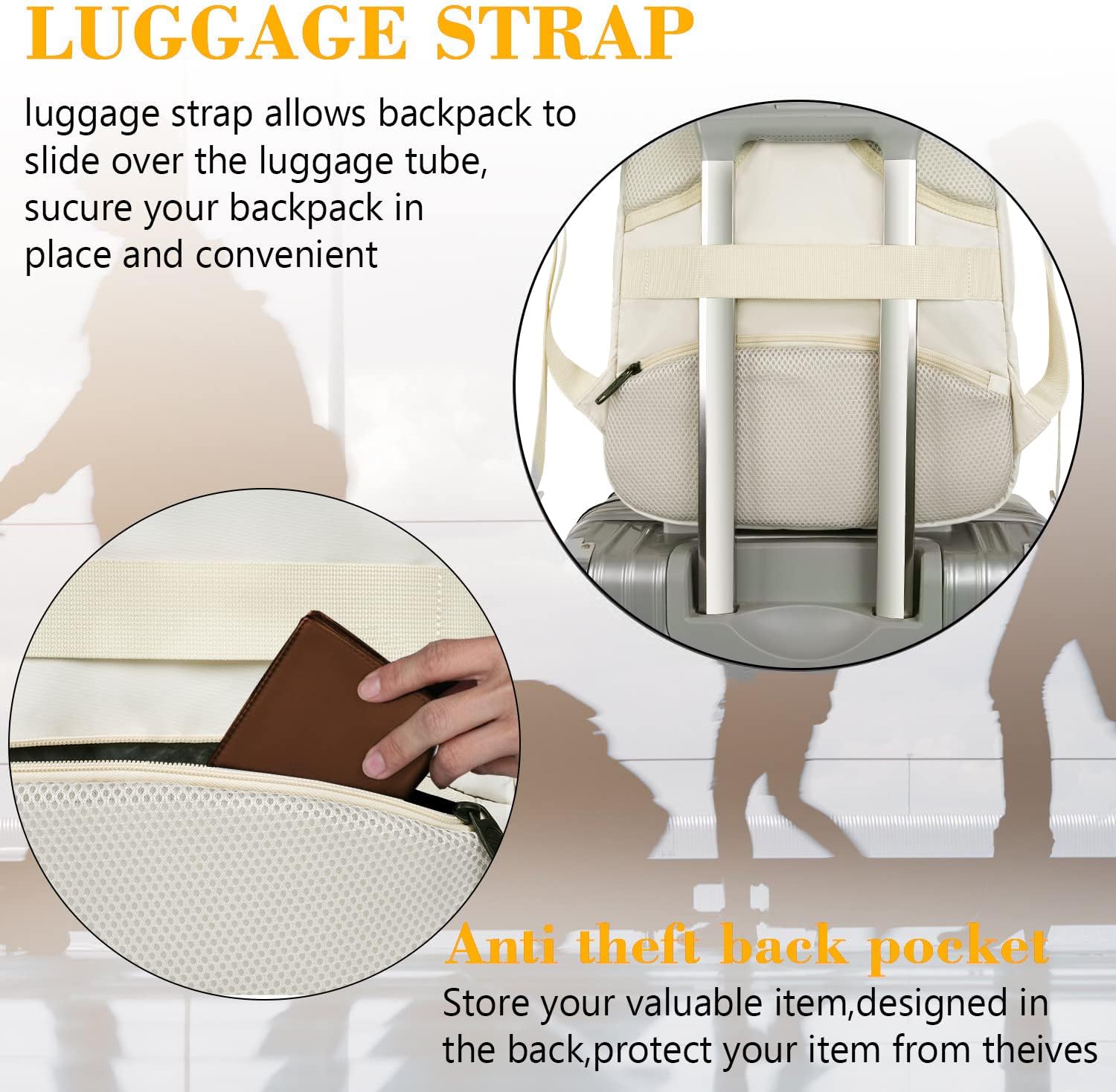 MATEIN Travel Laptop Backpack, Business Anti Theft Slim Sturdy Laptops Backpack with USB Charging Port, Water Resistant College School Computer Bag Gift for Men & Women Fits 15.6 Inch Notebook, Grey