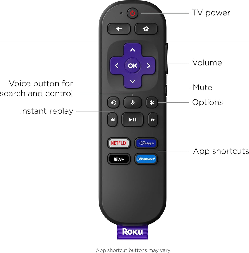Roku Streaming Stick 4K - HDR & Dolby Vision Roku Streaming Device for TV with Voice Remote & Long-Range Wi-Fi - Free & Live TV