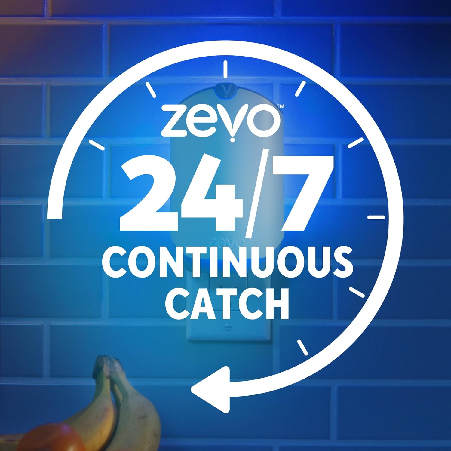 Zevo MAX Bug Catcher & Fly Trap for Indoors - Flying Insect Trap for Gnats, House & Fruit Flies - Use in Any Room - No-Mess Disposal (1 Plug in Base & 2 Cartridges)