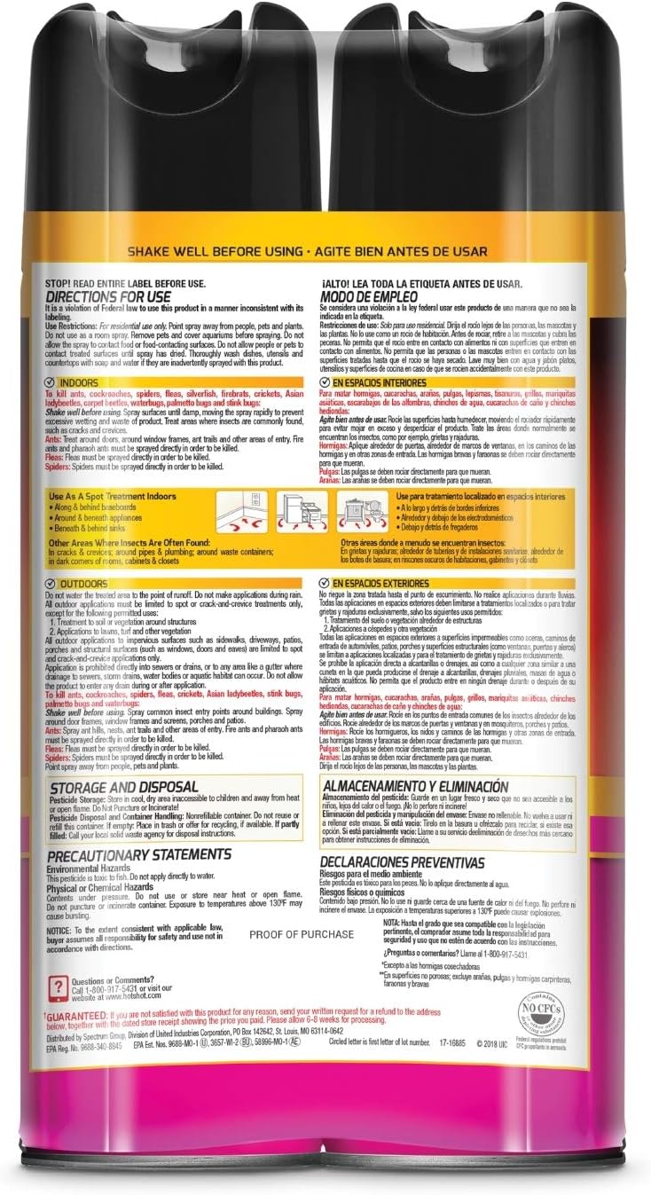 Hot Shot Ant, Roach & Spider Killer, Kills Insects Indoors and Outdoors, Kills Roaches and Listed Ants on Contact, Insecticide Spray, 17.5 Ounce (Crisp Linen)