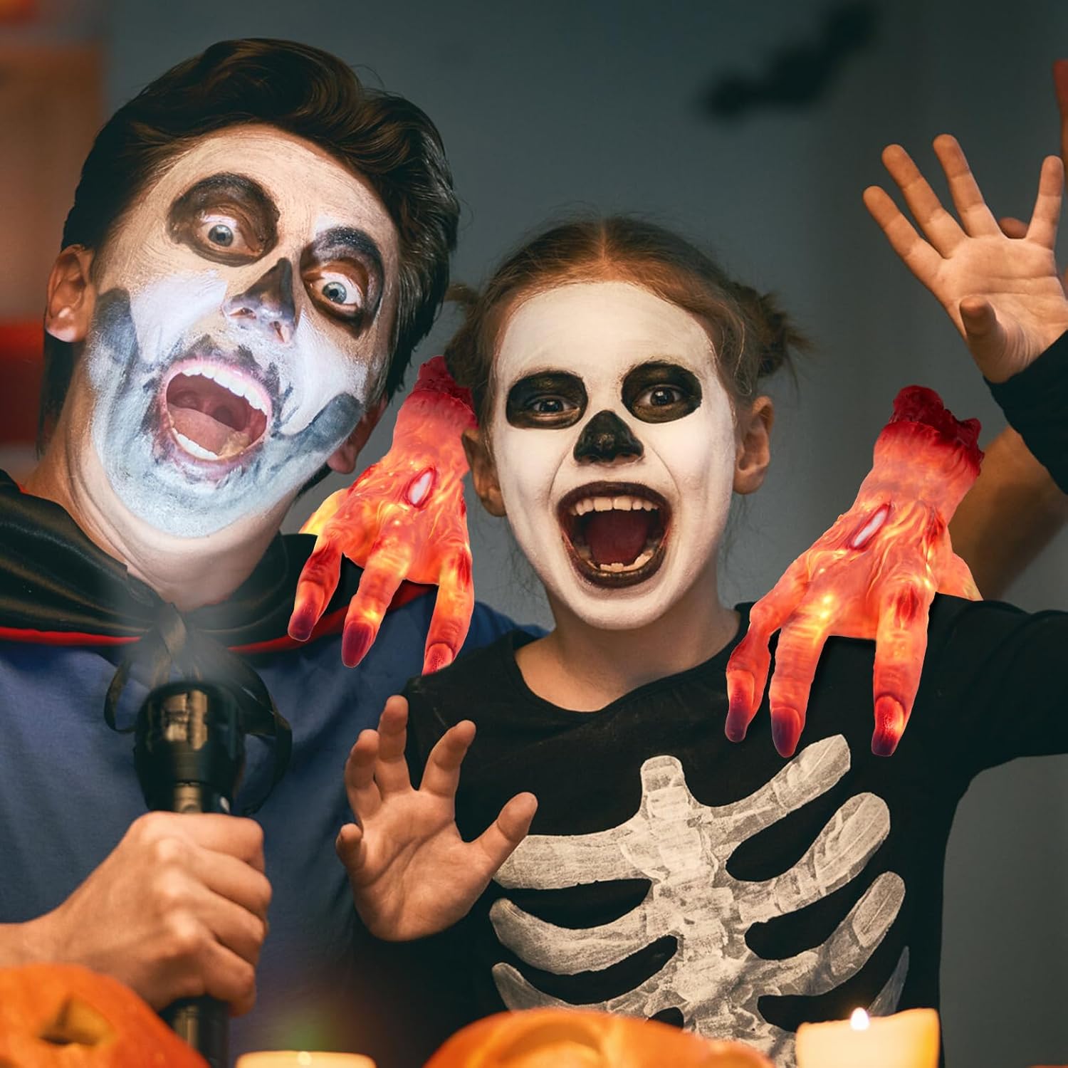 Halloween Decorations Crawling Hand,Halloween Automatic Crawl with Spooky Music Battery Powered Lifelike Scary Can Glow and Moving Hand for Costume Party Holiday Decorations