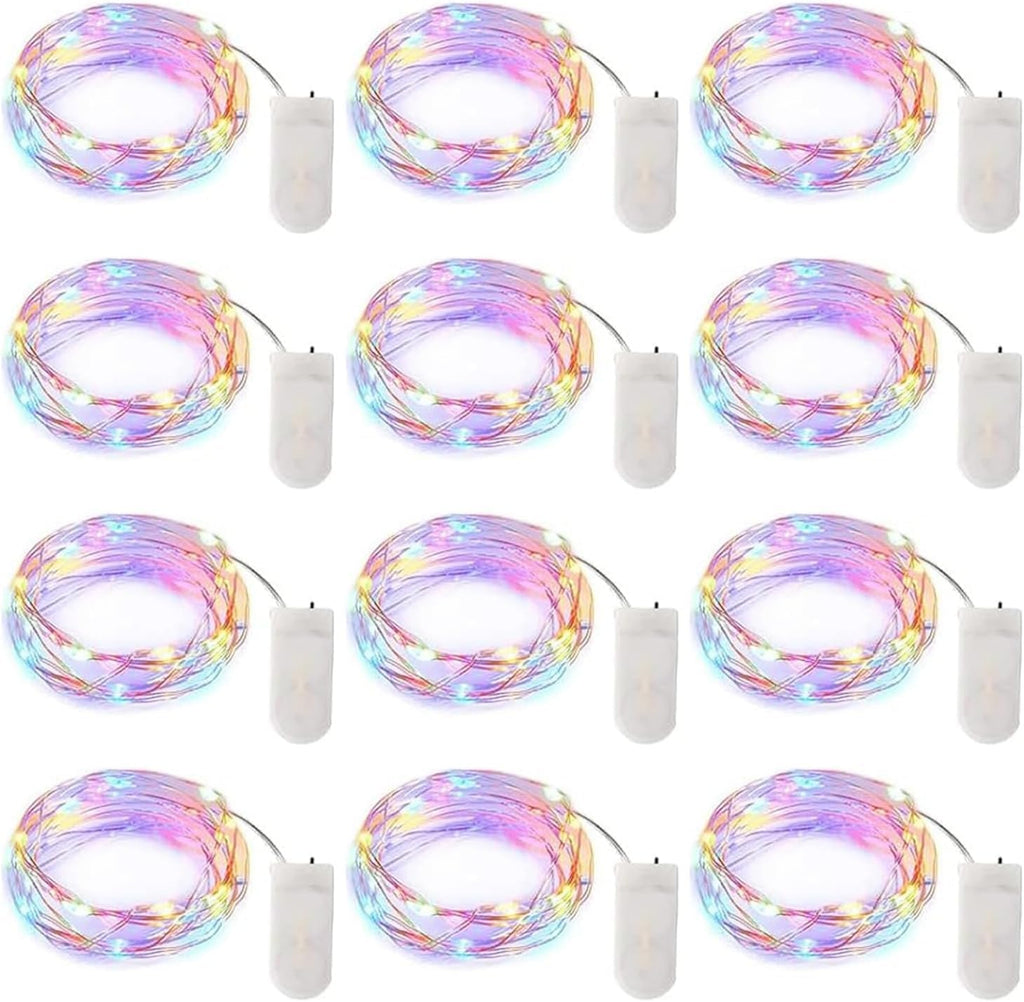 Brightown 12 Pack LED Fairy Lights Battery Operated String Lights - 7ft 20LED Waterproof Silver Wire Firefly Starry Moon Lights for DIY Crafts Wedding Table Centerpieces Party Bedroom Christmas