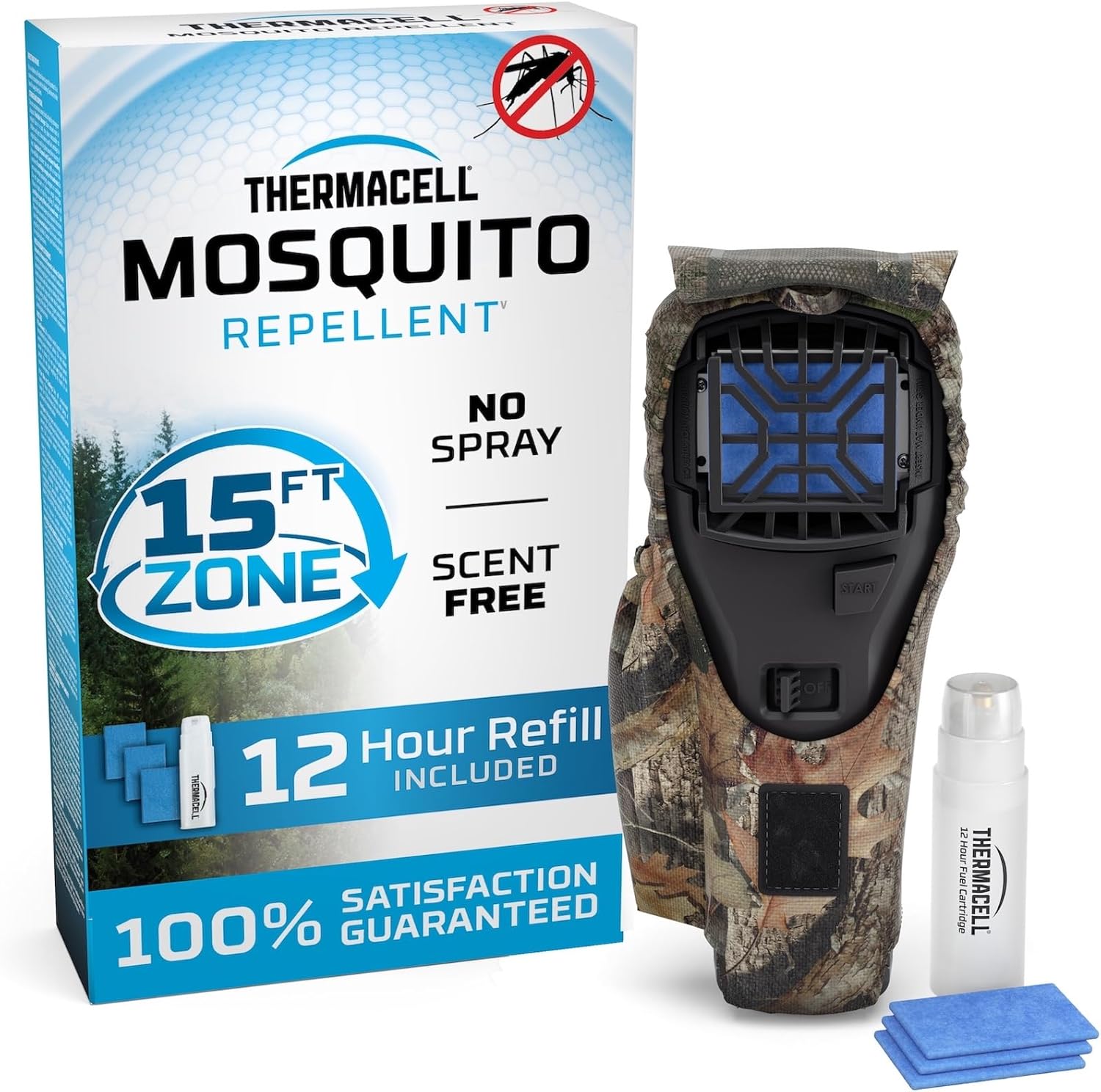 Thermacell Mosquito Portable Repeller; Includes 12-Hour Refill; 15 Foot Zone of Protection; Highly Effective Mosquito Repellent; Deet Free Bug Spray Alternative; Scent Free