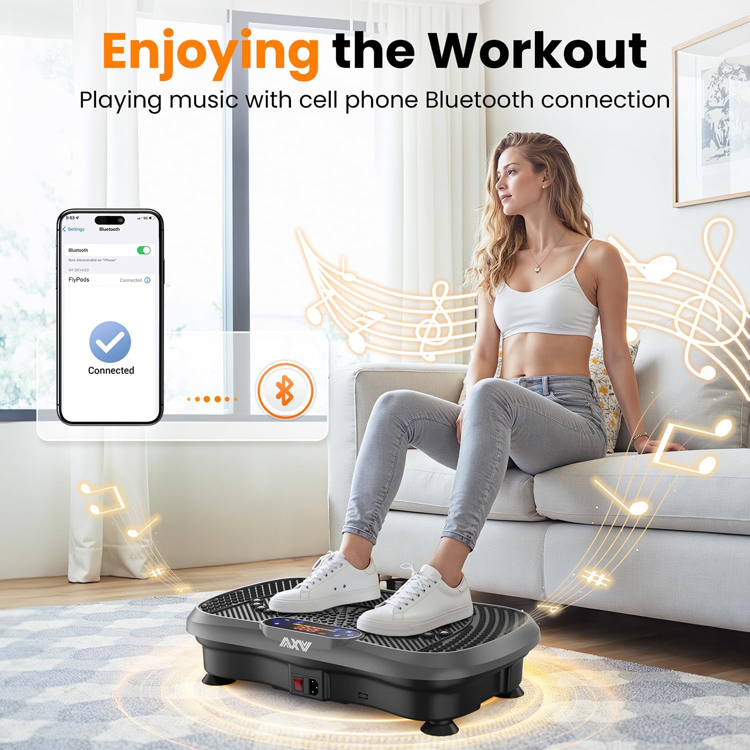 AXV Vibration Plate Fitness Platform Exercise Machine Vibrating Shaking Full Body Shaker Workout Vibrate Stand Shake Board Sport Gym for Weight Loss Fat Burner for Women Men
