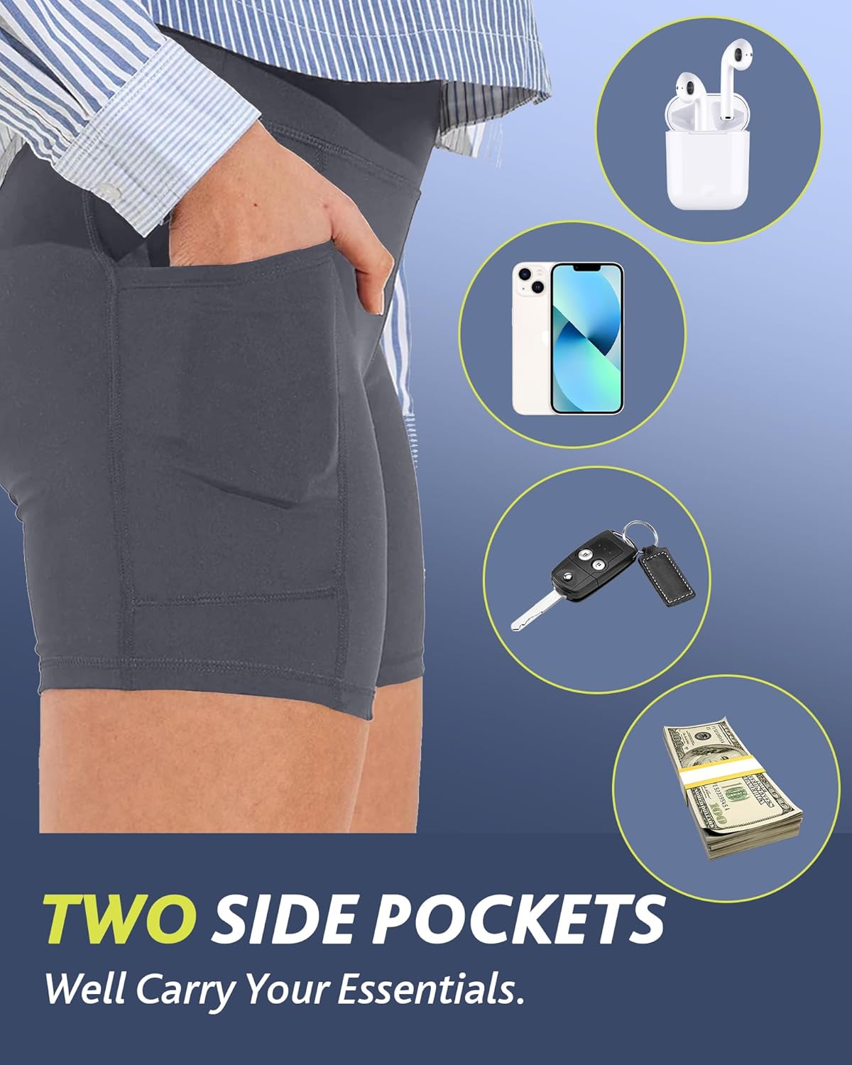 CAMPSNAIL Biker Shorts Women with Pockets - 3"/5"/8" High Waisted Workout Spandex Tummy Control Gym Running Yoga Shorts