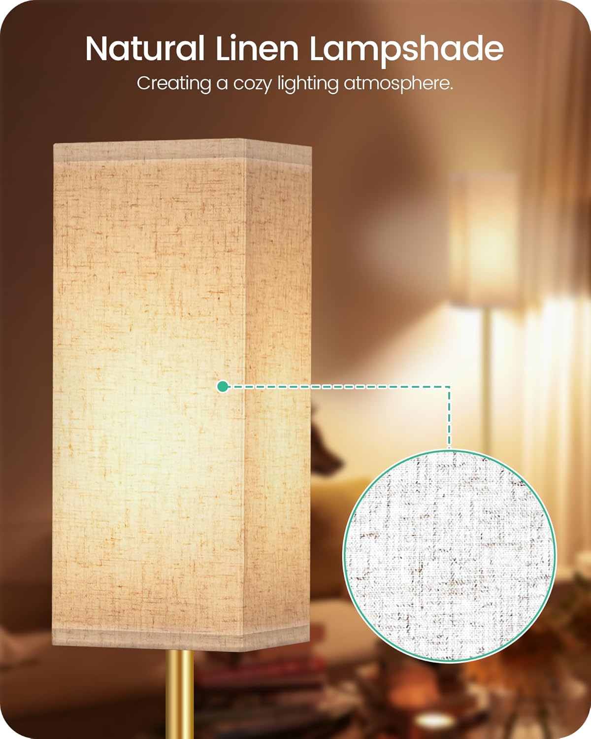 64.6" Floor Lamp, Pole with Foot Switch, Modern Standing Lamp Lampshade, Minimalist Freestanding Lamp (Bulb Not Included), for Living Room, Bedroom Office ETL Listed, Black and Beige E07LD05