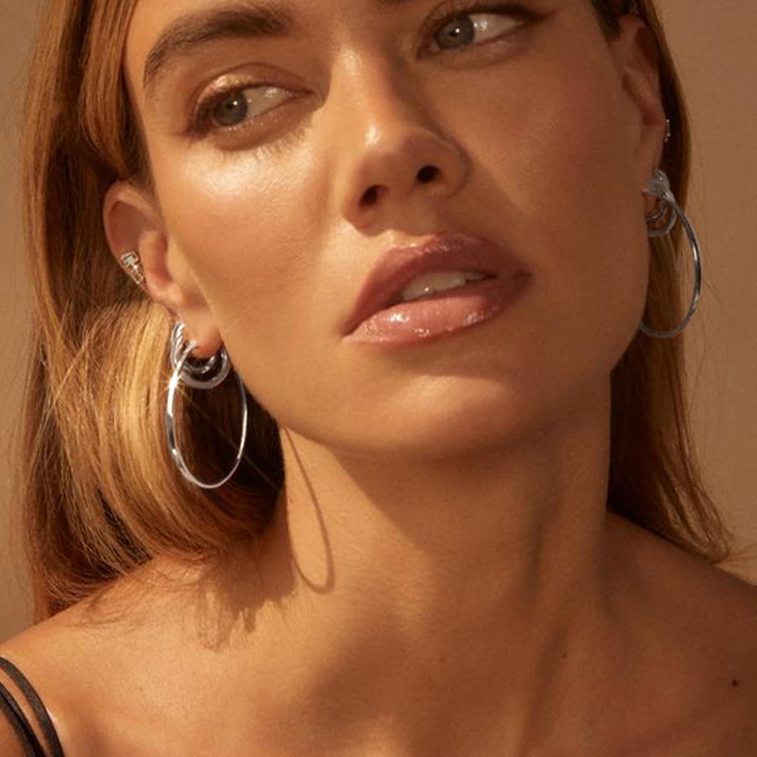 Gold Hoop Earrings Set for Women, 12 Pairs Hypoallergenic Large/Big Thin Thick Gold Hoops Earrings Loop Pack for Jewelry Gift 40mm/50mm