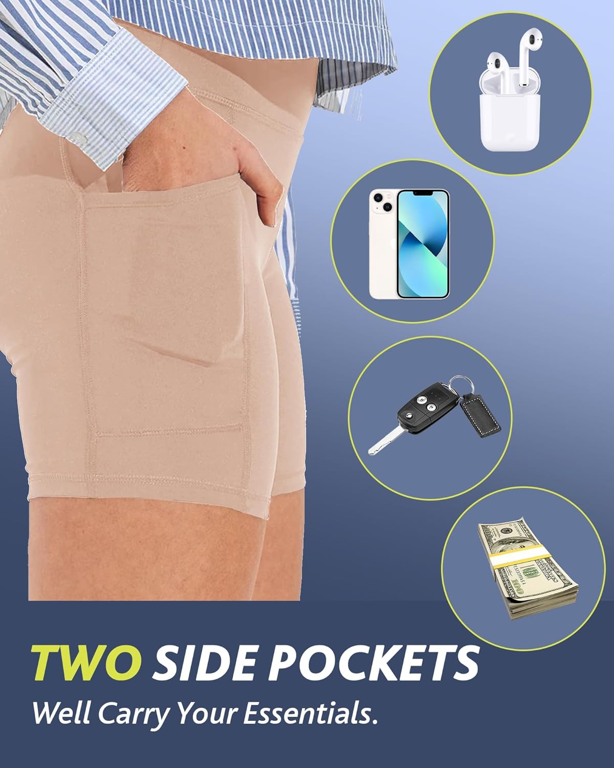 CAMPSNAIL Biker Shorts Women with Pockets - 3"/5"/8" High Waisted Workout Spandex Tummy Control Gym Running Yoga Shorts