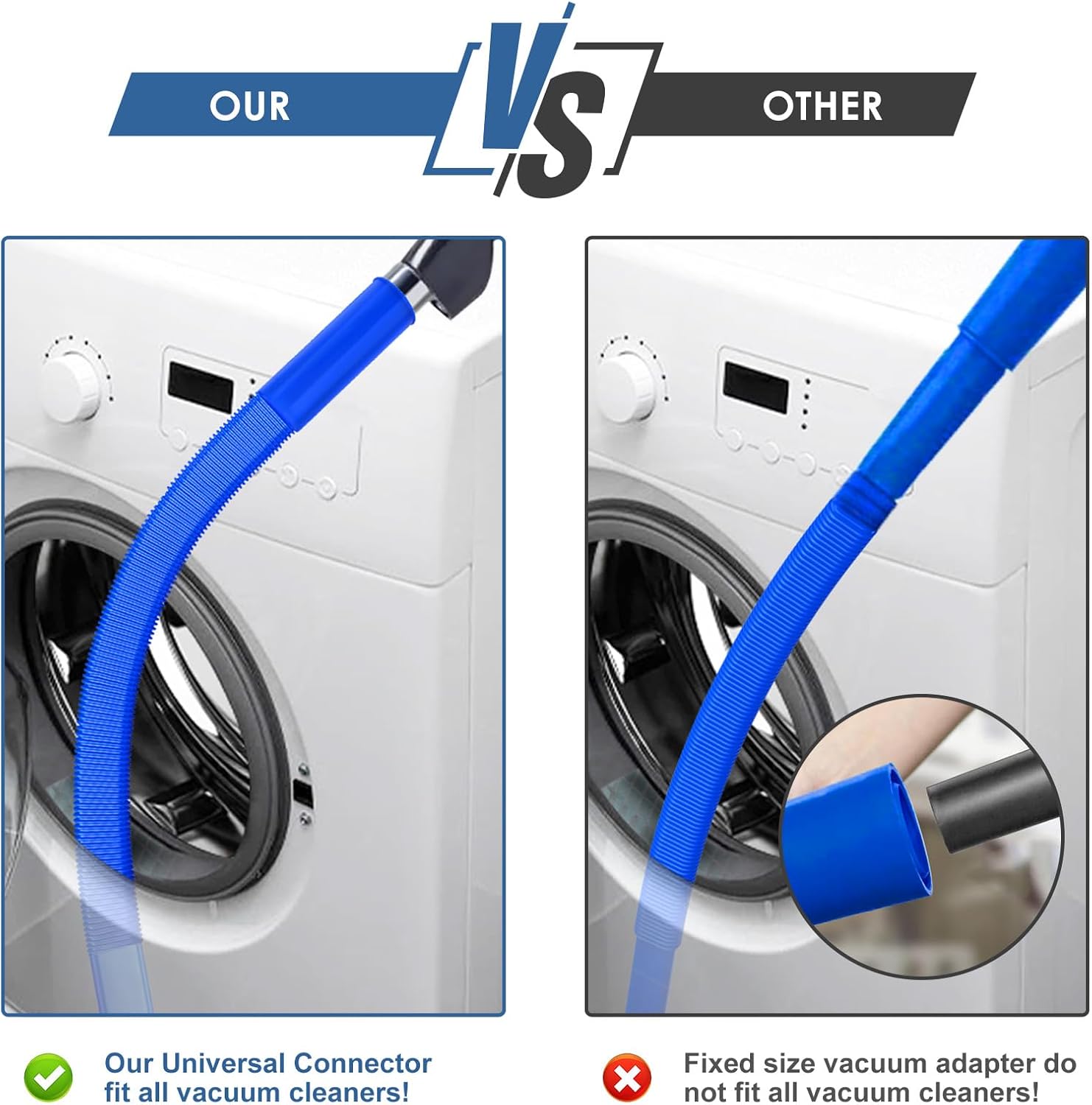 2 Pieces Dryer Vent Cleaner Kit Compatible with Most Vacuum Cleaner, Dryer Lint Brush and Vacuum Hose Attachment with Universal Connector, Quickly Lint Remover