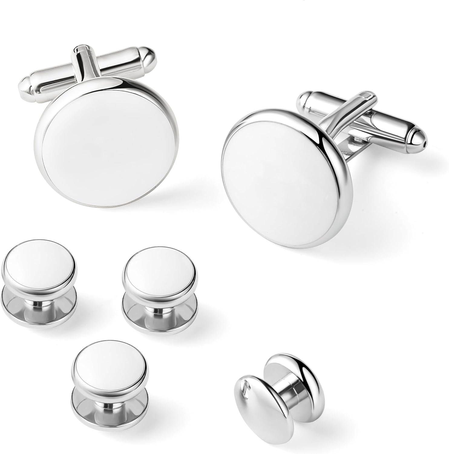 Zealmer 316L Stainless Steel Cufflinks Shirt Studs Business Wedding Gifts for Men