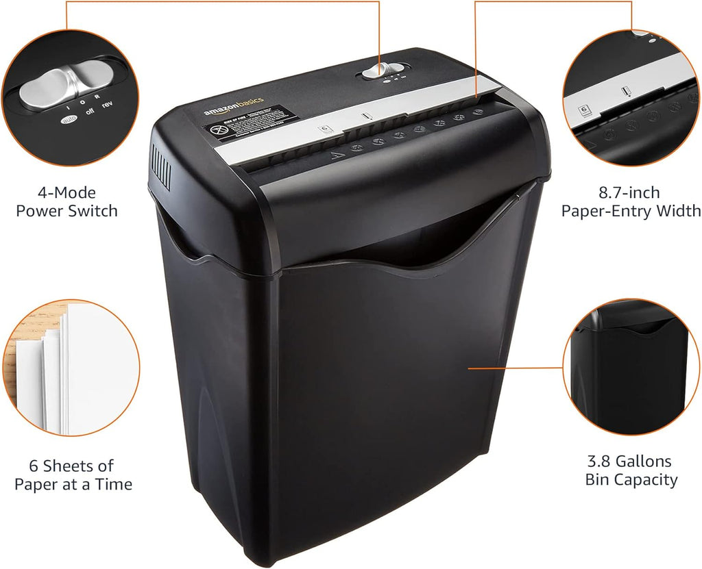 Basics 8-Sheet Cross Cut Paper Shredder and Credit Card Shredder - Black