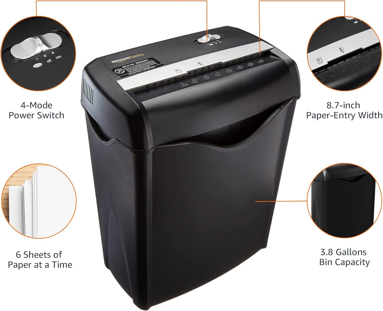 Basics 8-Sheet Cross Cut Paper Shredder and Credit Card Shredder - Black