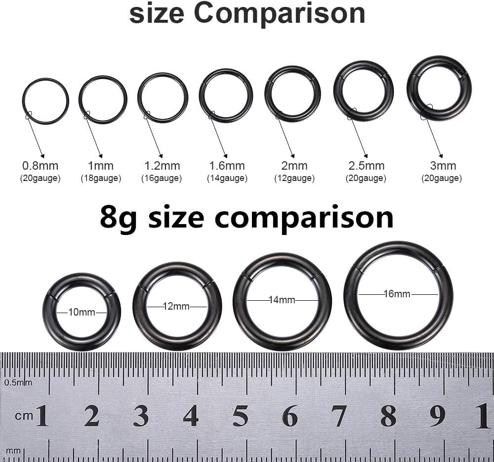 ORANGELOVE Hypoallergenic Nose Rings 20G 18G 16G 14G 12G 10G 8G 316l Surgical Steel Septum Jewelry Hinged Segment Ring Body Piercing Nose Hoop Lip Rings Nose Helix Cartilage Rook Earrings