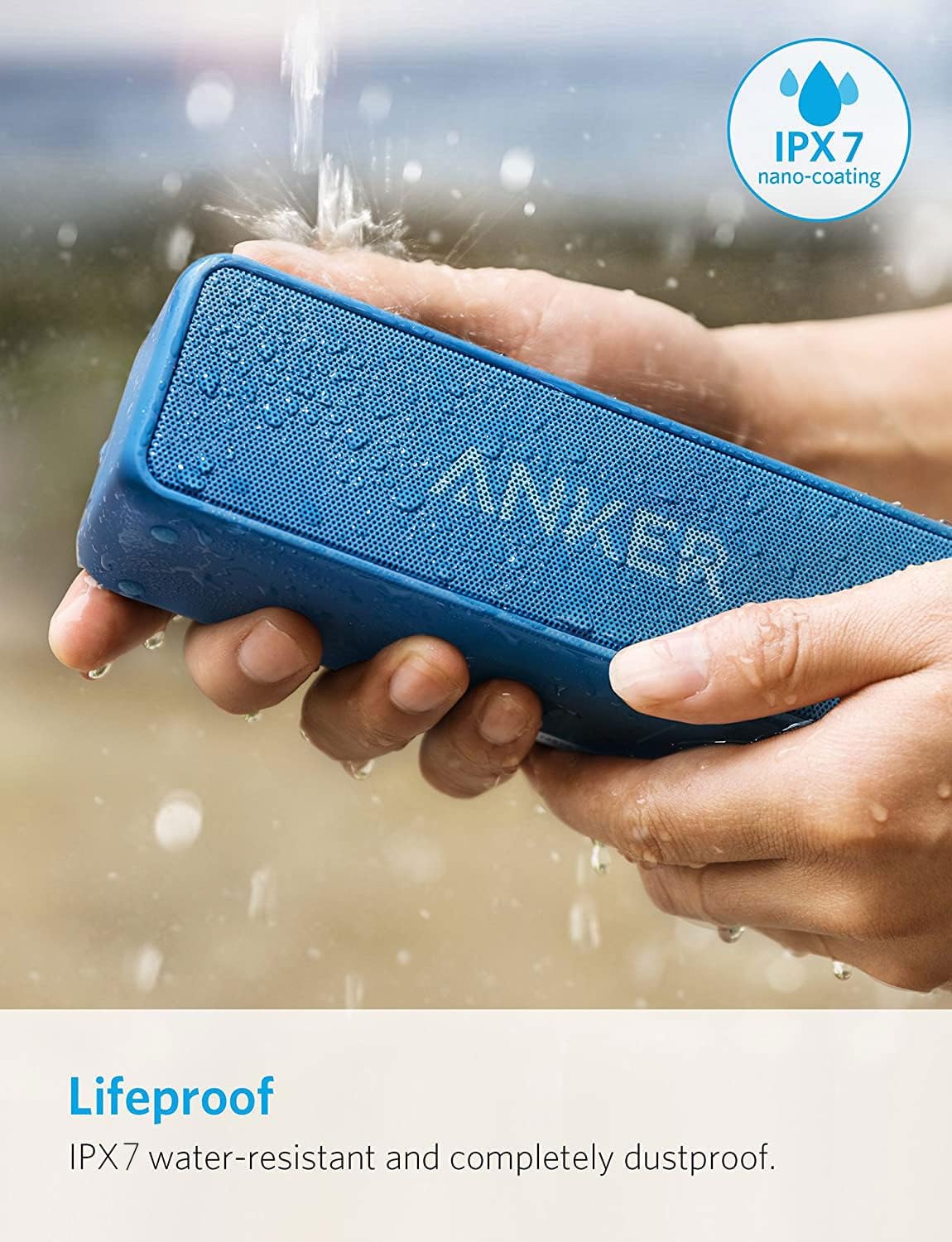 Anker Soundcore 2 Portable Bluetooth Speaker with Stereo Sound, Bluetooth 5, Bassup, IPX7 Waterproof, 24-Hour Playtime, Wireless Stereo Pairing, Speaker for Home, Outdoors, Travel