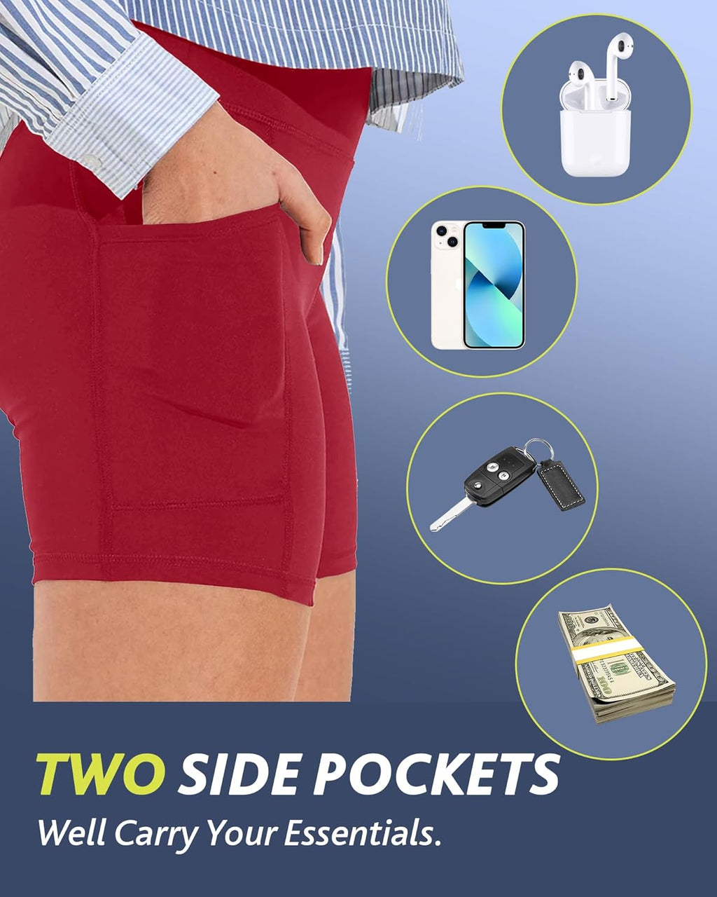 CAMPSNAIL Biker Shorts Women with Pockets - 3"/5"/8" High Waisted Workout Spandex Tummy Control Gym Running Yoga Shorts