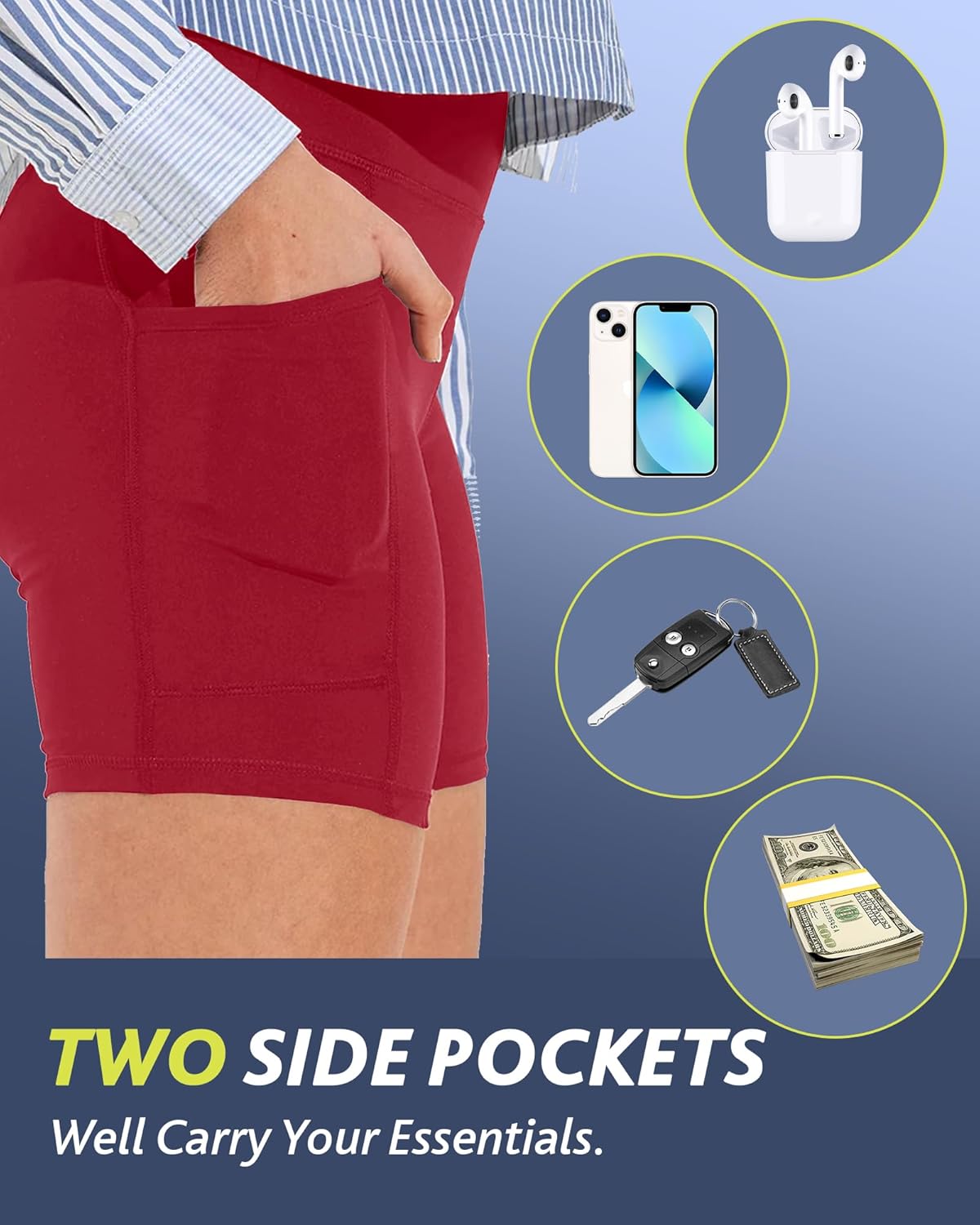 CAMPSNAIL Biker Shorts Women with Pockets - 3"/5"/8" High Waisted Workout Spandex Tummy Control Gym Running Yoga Shorts