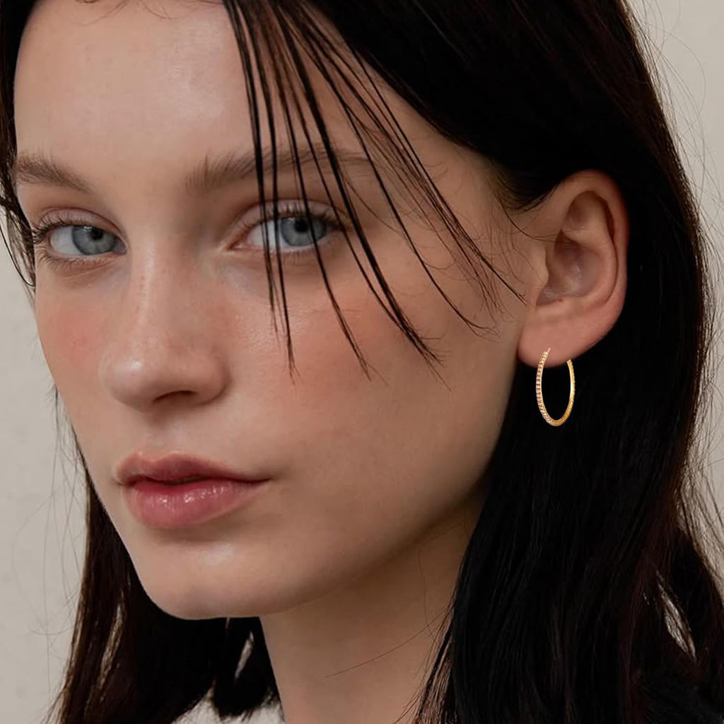 Gold Hoop Earrings Set for Women, 12 Pairs Hypoallergenic Large/Big Thin Thick Gold Hoops Earrings Loop Pack for Jewelry Gift 40mm/50mm