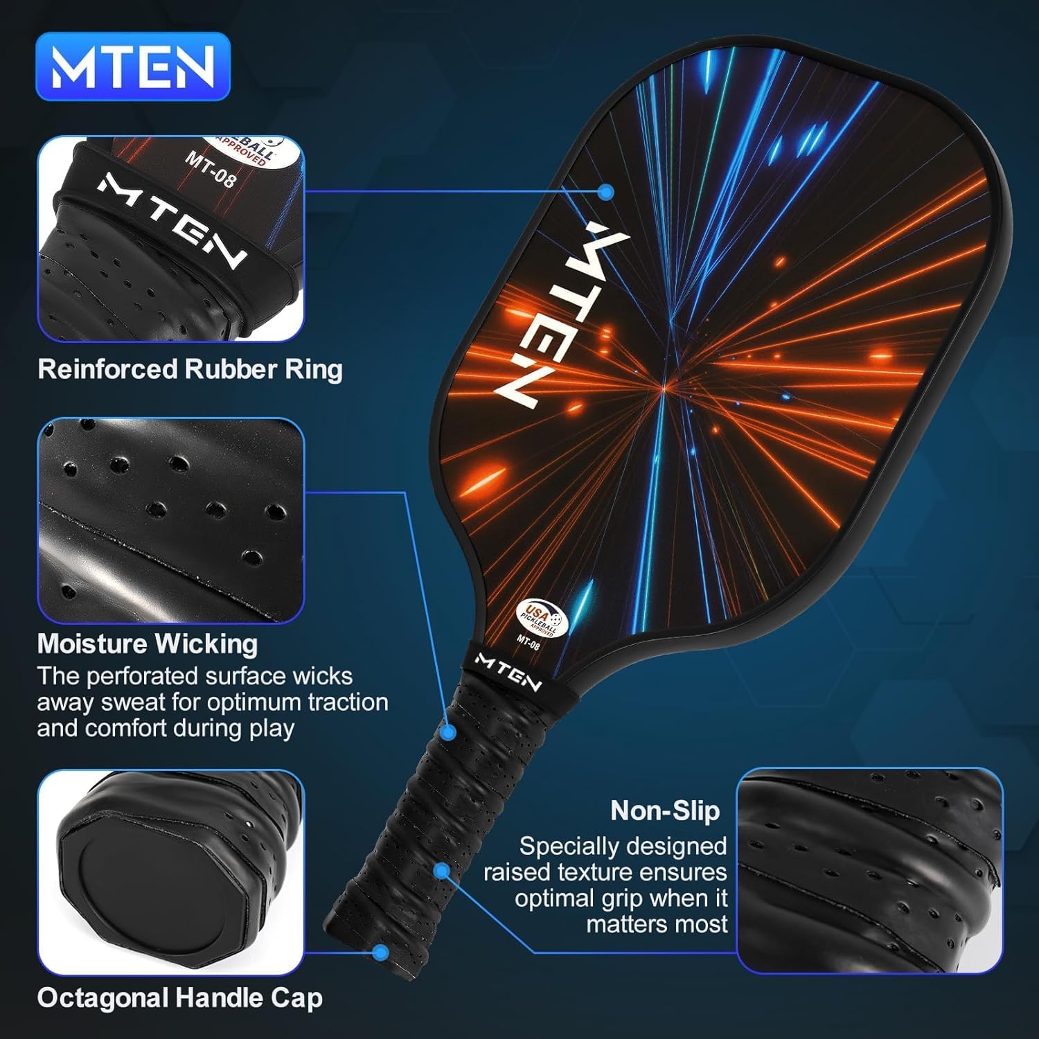 Pickleball Paddles, USAPA Approved Fiberglass Surface Pickleball Set with Pickleball Rackets, Pickleball Paddles Set for Men Women