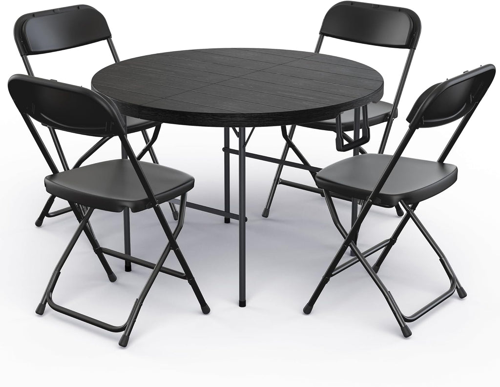 6 Feet Foldable Table with Built in Handle & Steel Legs | Heavy Duty Portable | Perfect for Party, Dining, Wedding, Events, Picnic Indoor, Outdoor, Camping, Utility, Folding