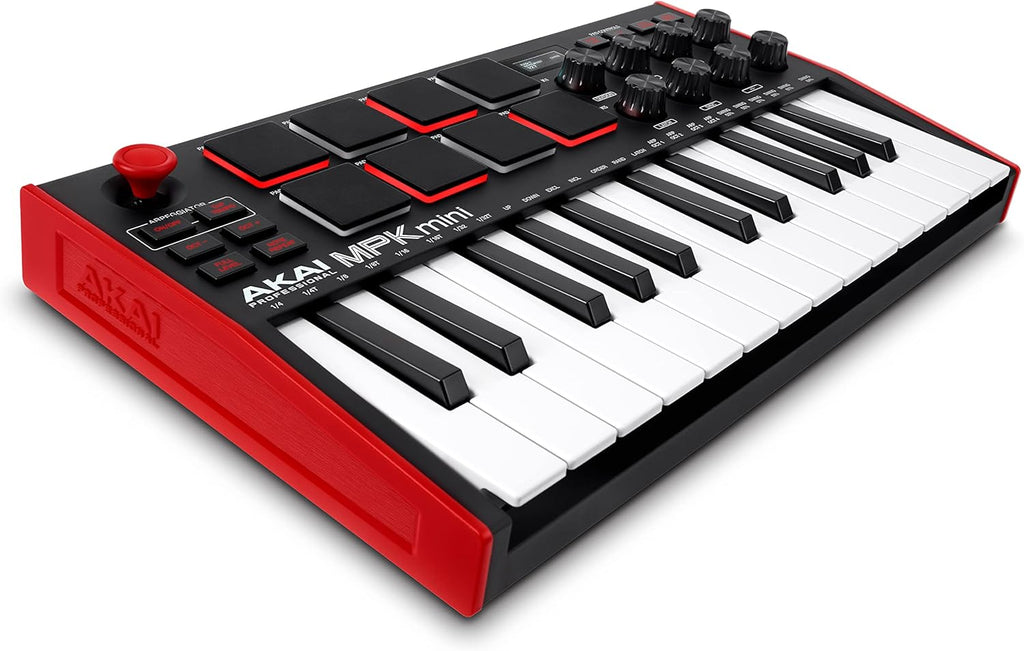 Akai Professional MPK Mini MK3 - 25 Key USB MIDI Keyboard Controller With 8 Backlit Drum Pads, 8 Knobs, Music Production Software and Native Instruments Sound Package (NKS Integration)