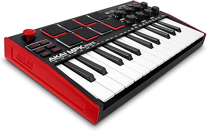 Akai Professional MPK Mini MK3 - 25 Key USB MIDI Keyboard Controller With 8 Backlit Drum Pads, 8 Knobs, Music Production Software and Native Instruments Sound Package (NKS Integration)