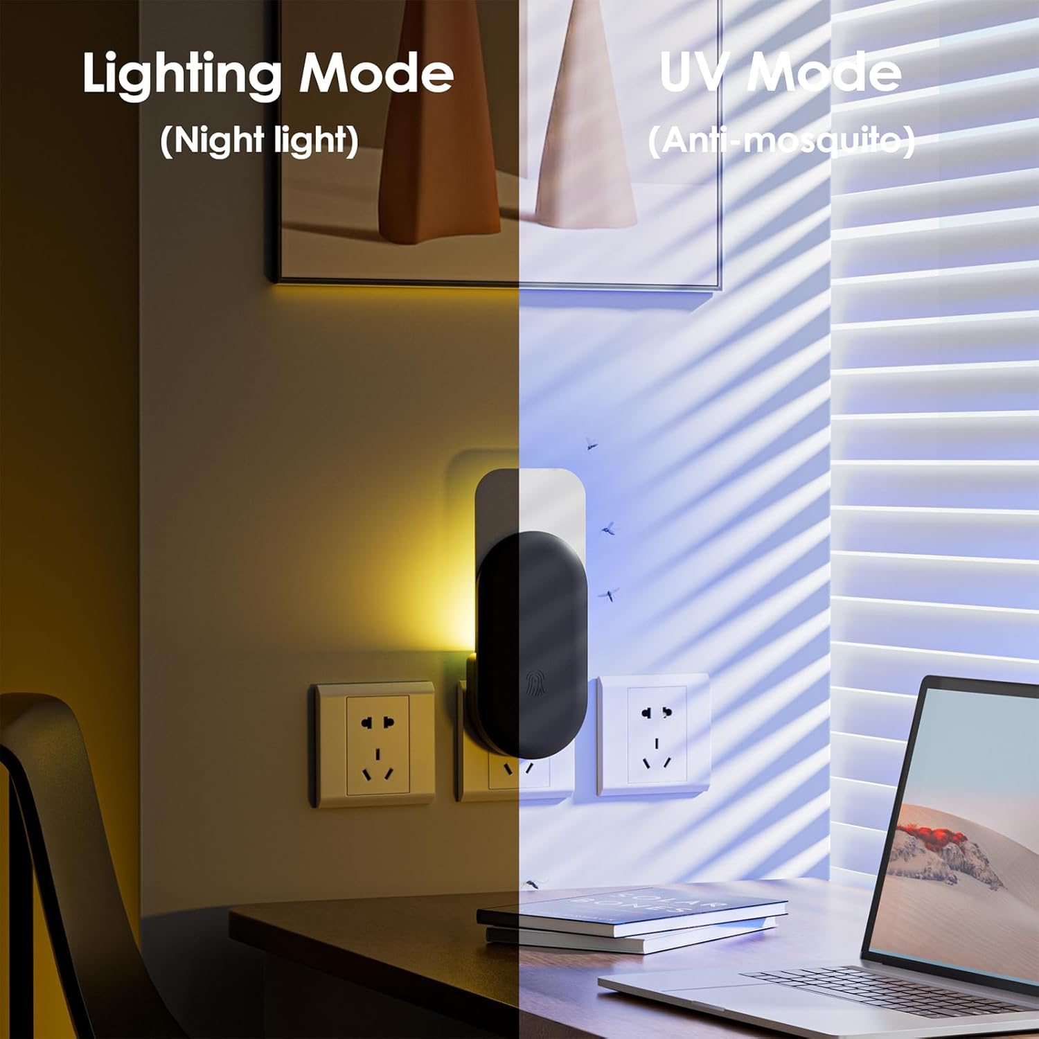 Flying Insect Trap, 2 in 1 Indoor Plug-in Fruit Fly Trap, 1 Trap White and 6 Glue Cards, Fruit Fly Traps for Gnat, Moth, Mosquito, Suitable for Every Part of The Home