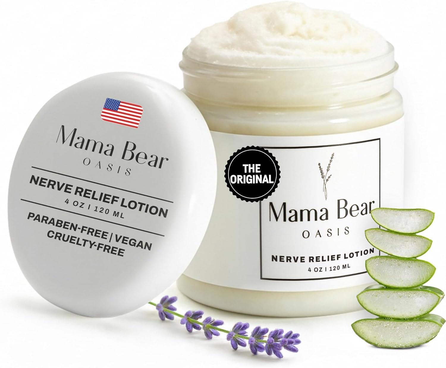 Mama Bear Oasis Lotion - Neuropathy Nerve Therapy & Relief Cream - Maximum Strength Relief Cream for Foot, Hands, Legs, Toes Includes Magnesium, Arnica, Vitamin B6, Aloe Vera, MSM (Pack of 1)
