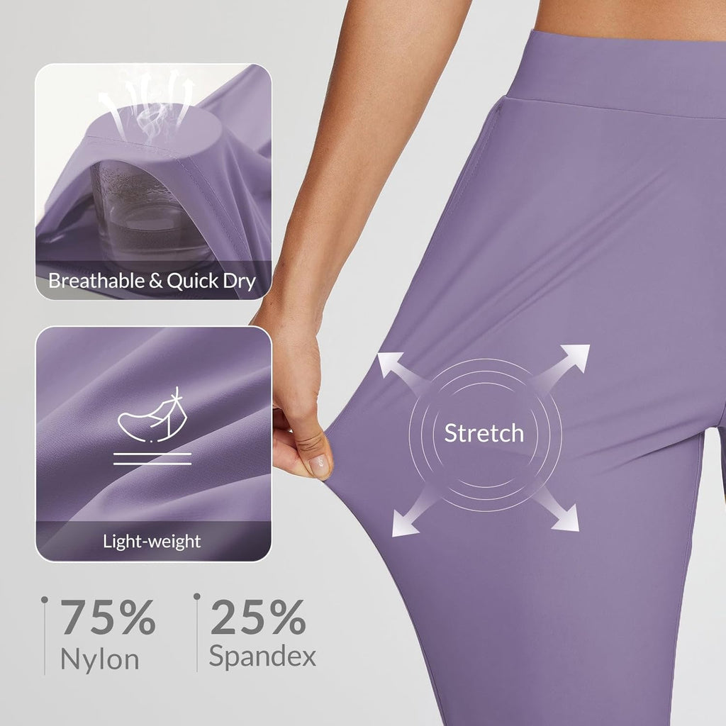 baleaf Womens Travel Pants Lightweight Stretch with Zipper Pockets Petite Ankle Dressy Golf Work Business Casual Slacks