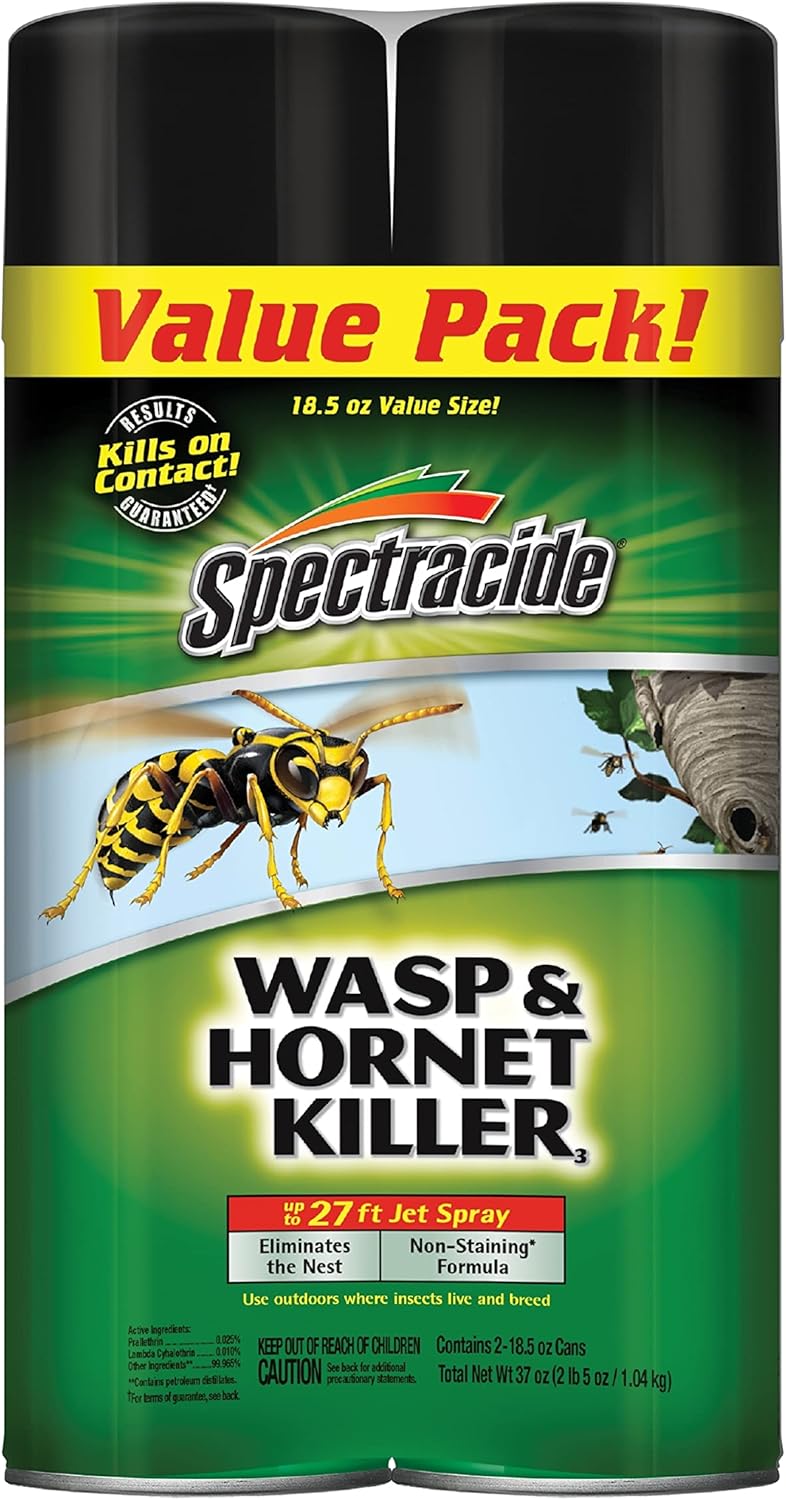 Spectracide Wasp, Hornet & Yellowjacket Trap, Hanging Wasp & Hornet Trap with a Quick-Drown Formula That Submerges & Kills Insects, 1 Count