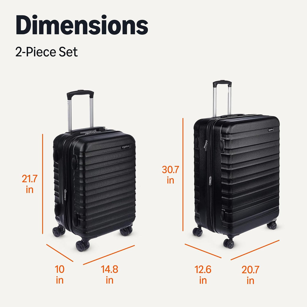 Basics 21" Hardside Carry-On Luggage, Hardshell Suitcase With Wheels, Expandable For Up to 25% More Space, With Scratch-Resistant Surface, Four Multi-directional Wheels, Black