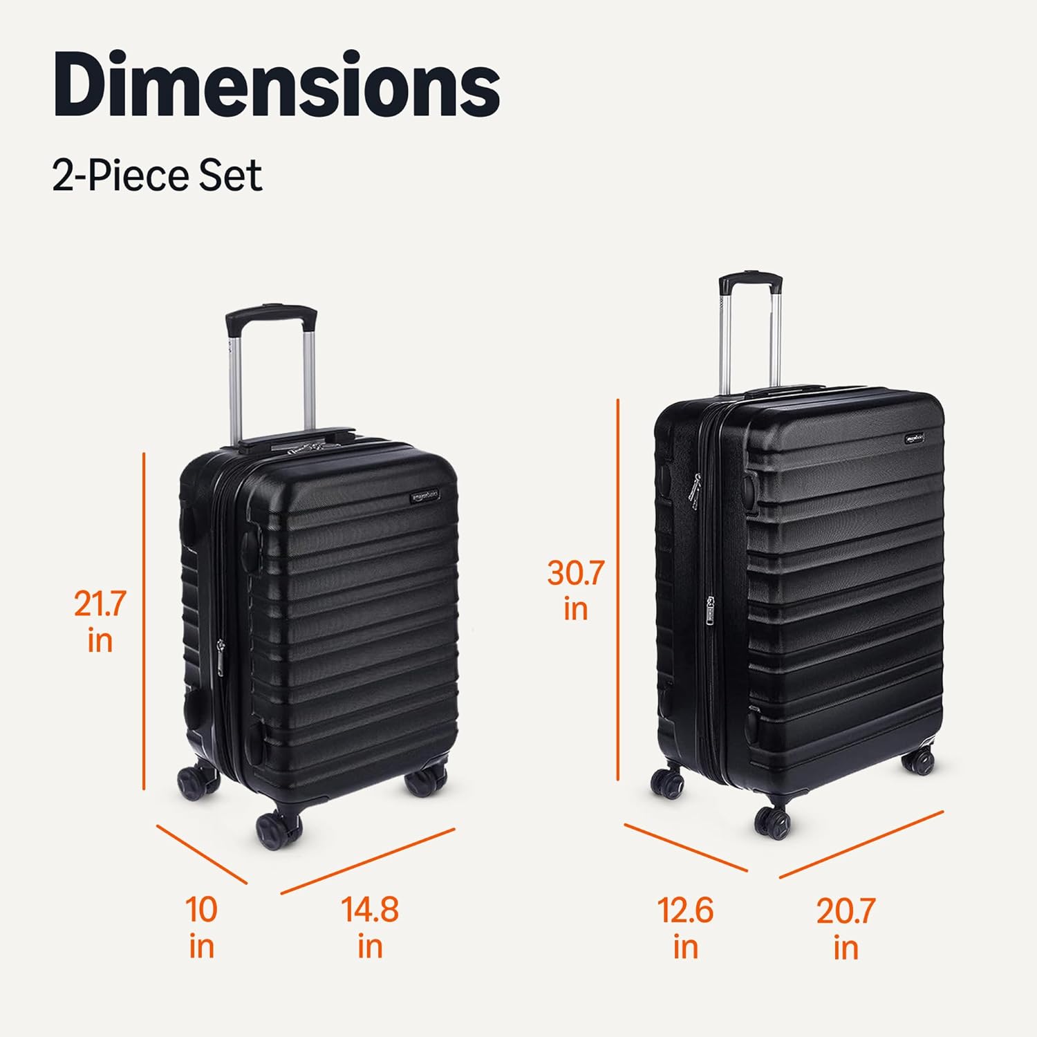 Basics 21" Hardside Carry-On Luggage, Hardshell Suitcase With Wheels, Expandable For Up to 25% More Space, With Scratch-Resistant Surface, Four Multi-directional Wheels, Black