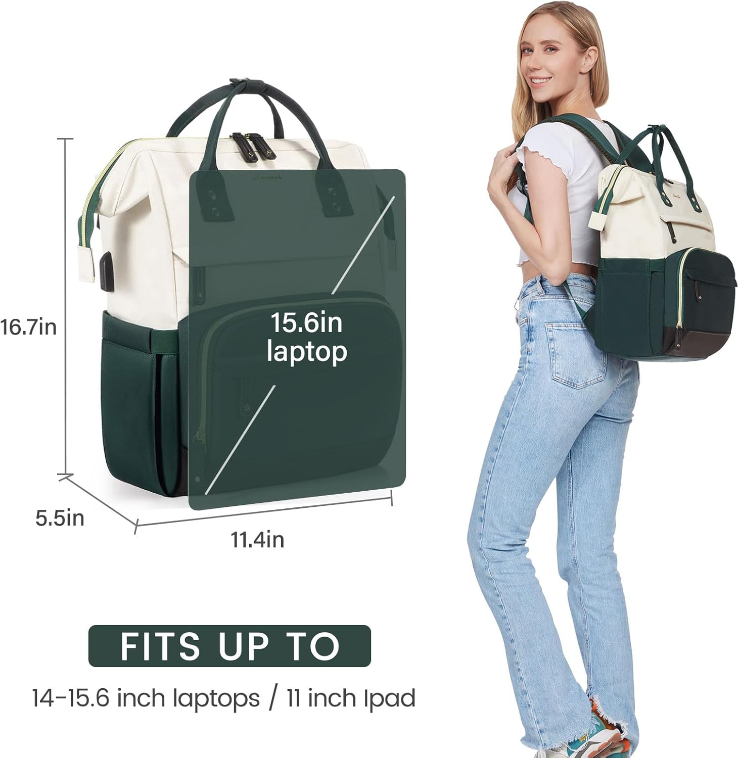 LOVEVOOK Laptop Backpack for Women, 15.6 Inch Work Business Backpacks Purse With Large Capacity, Waterproof Nurse Bag College Bookbag for School, Waterproof Casual Daypack for Travel