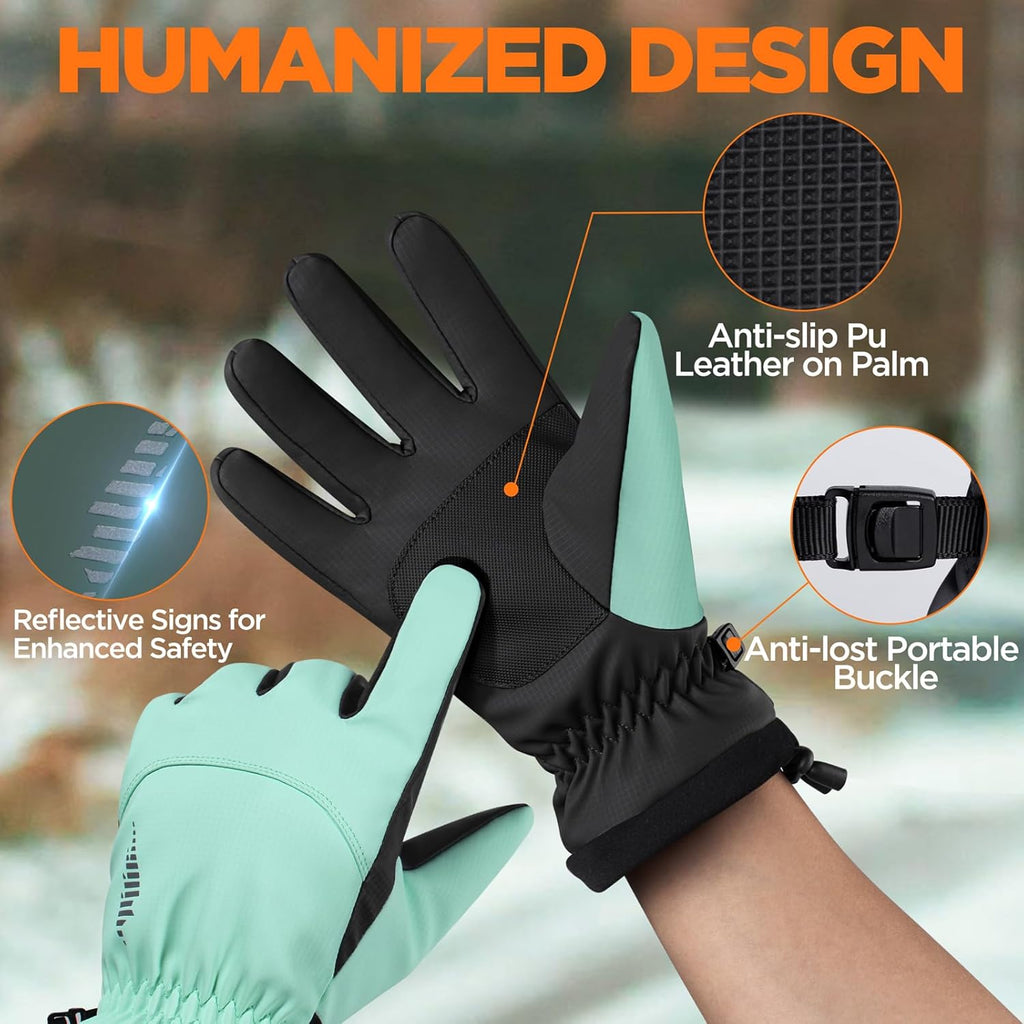 rivmount Winter Waterproof Ski Snow Warm Gloves for Women Men, Windproof Cold Weather Thermal with Touchscreen Fingers, for Running Driving Cycling Hiking Biking Outdoor Sports Daily Work