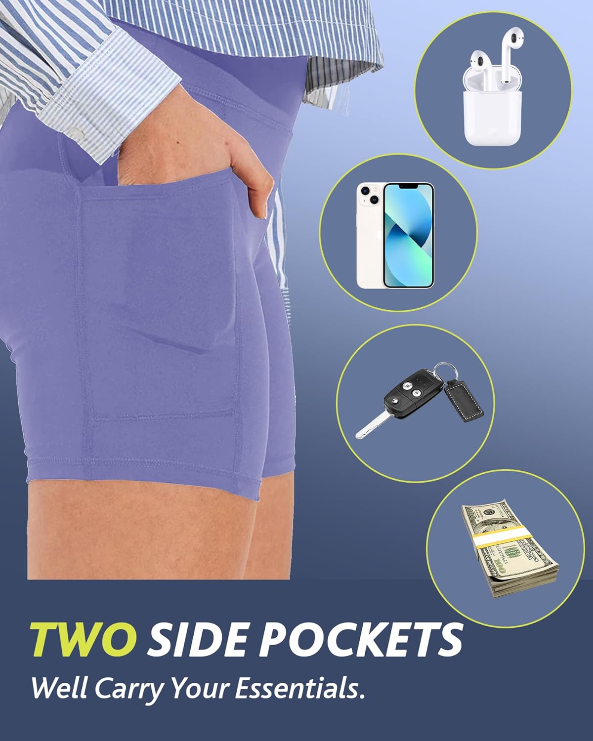 CAMPSNAIL Biker Shorts Women with Pockets - 3"/5"/8" High Waisted Workout Spandex Tummy Control Gym Running Yoga Shorts