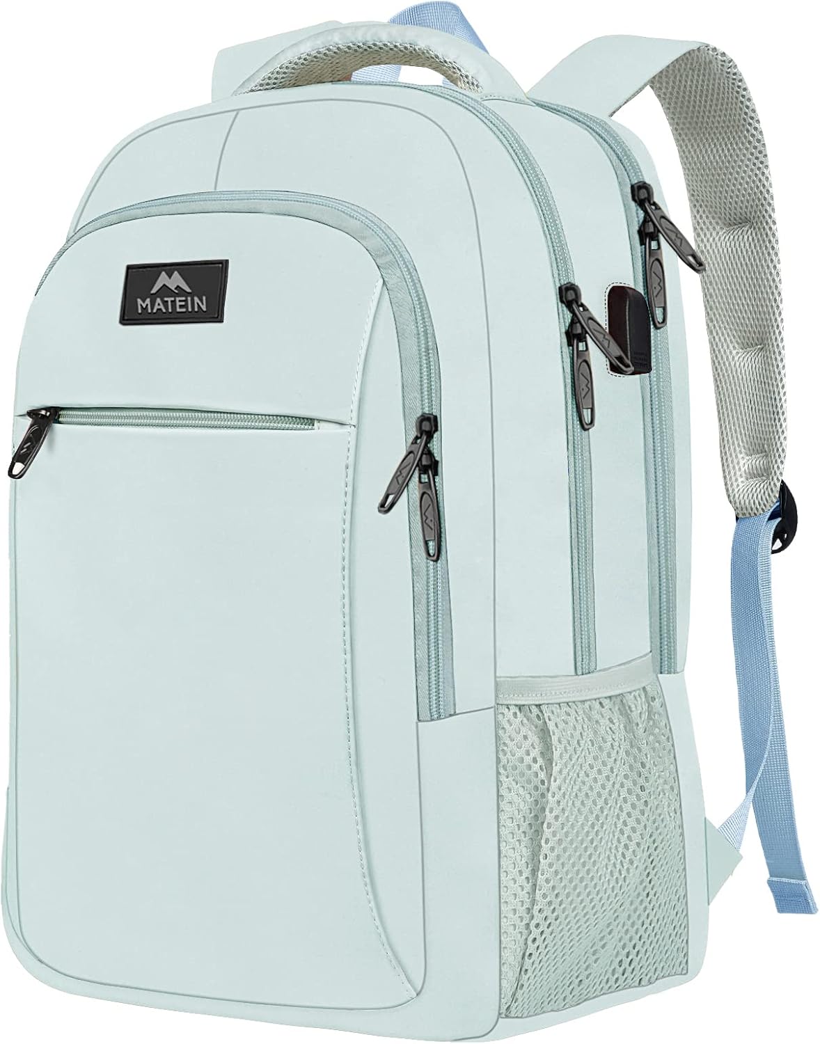 MATEIN Travel Laptop Backpack, Business Anti Theft Slim Sturdy Laptops Backpack with USB Charging Port, Water Resistant College School Computer Bag Gift for Men & Women Fits 15.6 Inch Notebook, Grey