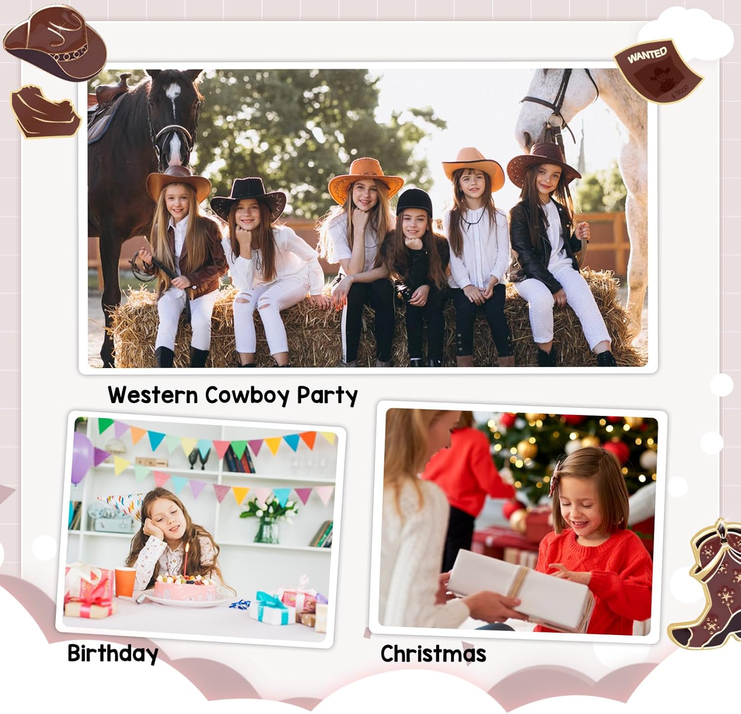 Artlunar Western Cowgirl Beaded Stretch Bracelets, Stackable cowgirl hat boot accessories, Bohemian Jewelry for Women Girls Teens Christmas Birthday Gift